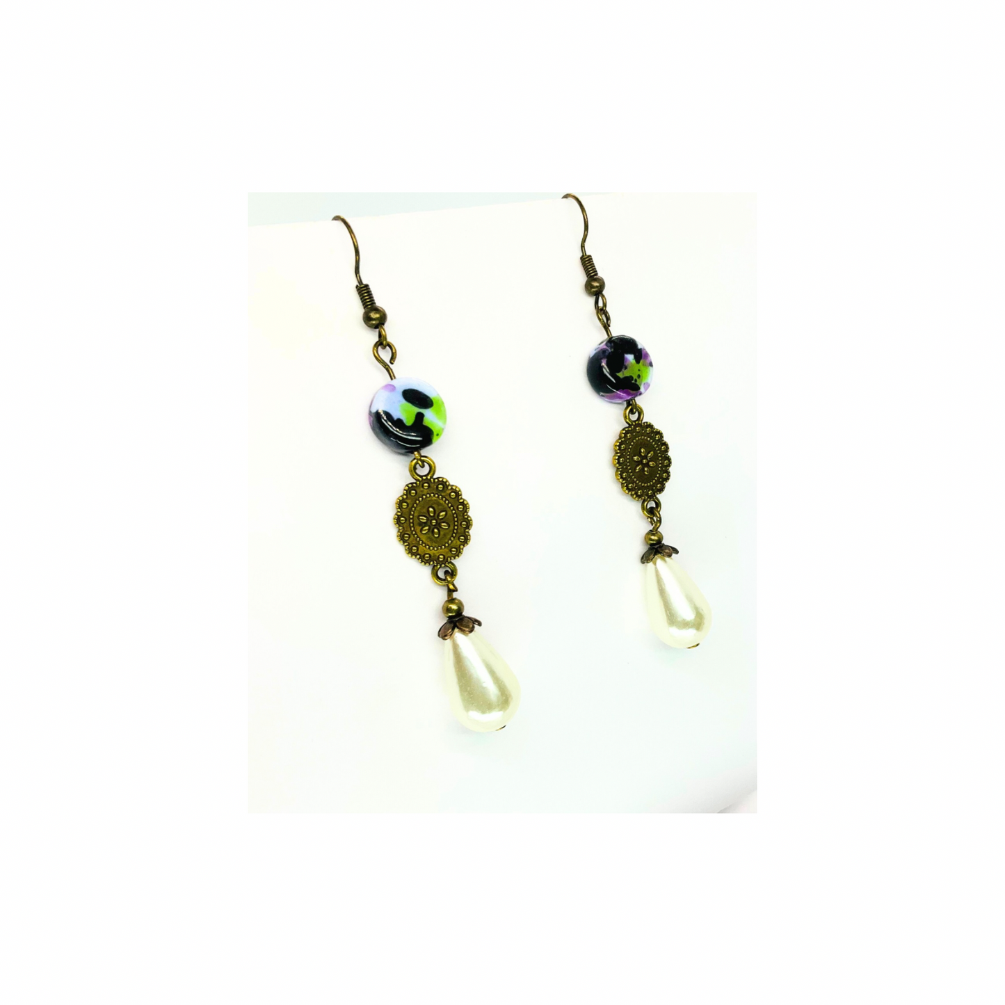 Porcelain Bead Collection Pearl Dangle Earrings for Female with Unique Design and Elegant Appeal