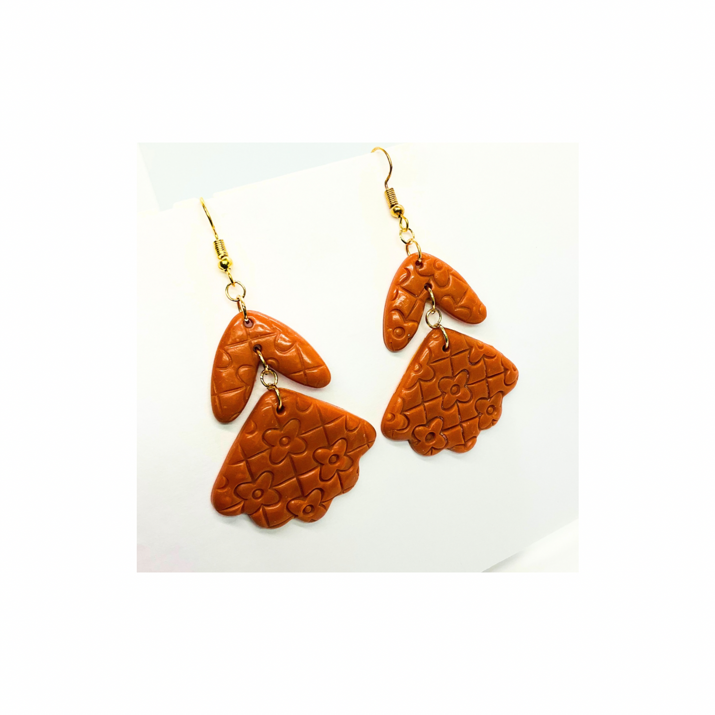 Brown Brick Dangle Earring
