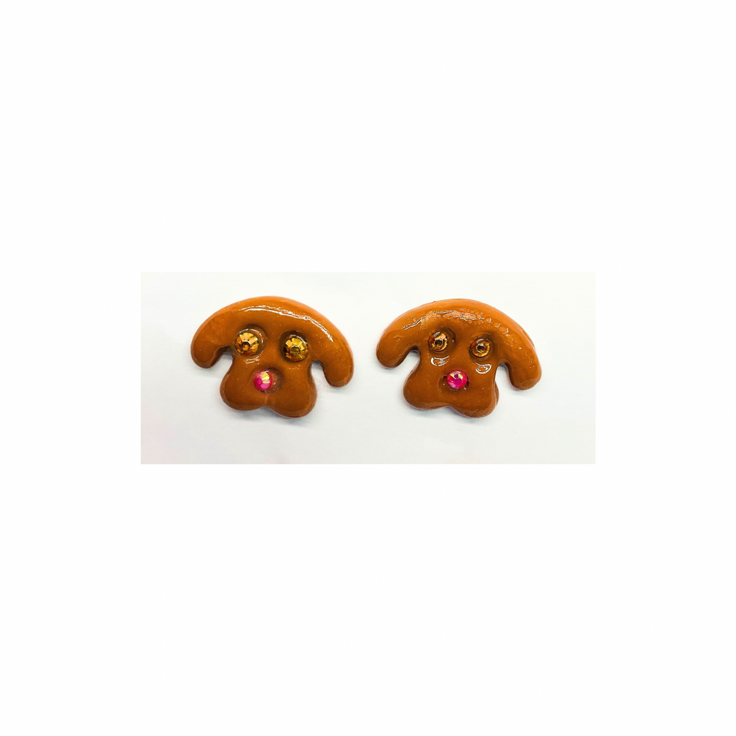 Doggie Face and Bone Stud Earrings with Rhinestones