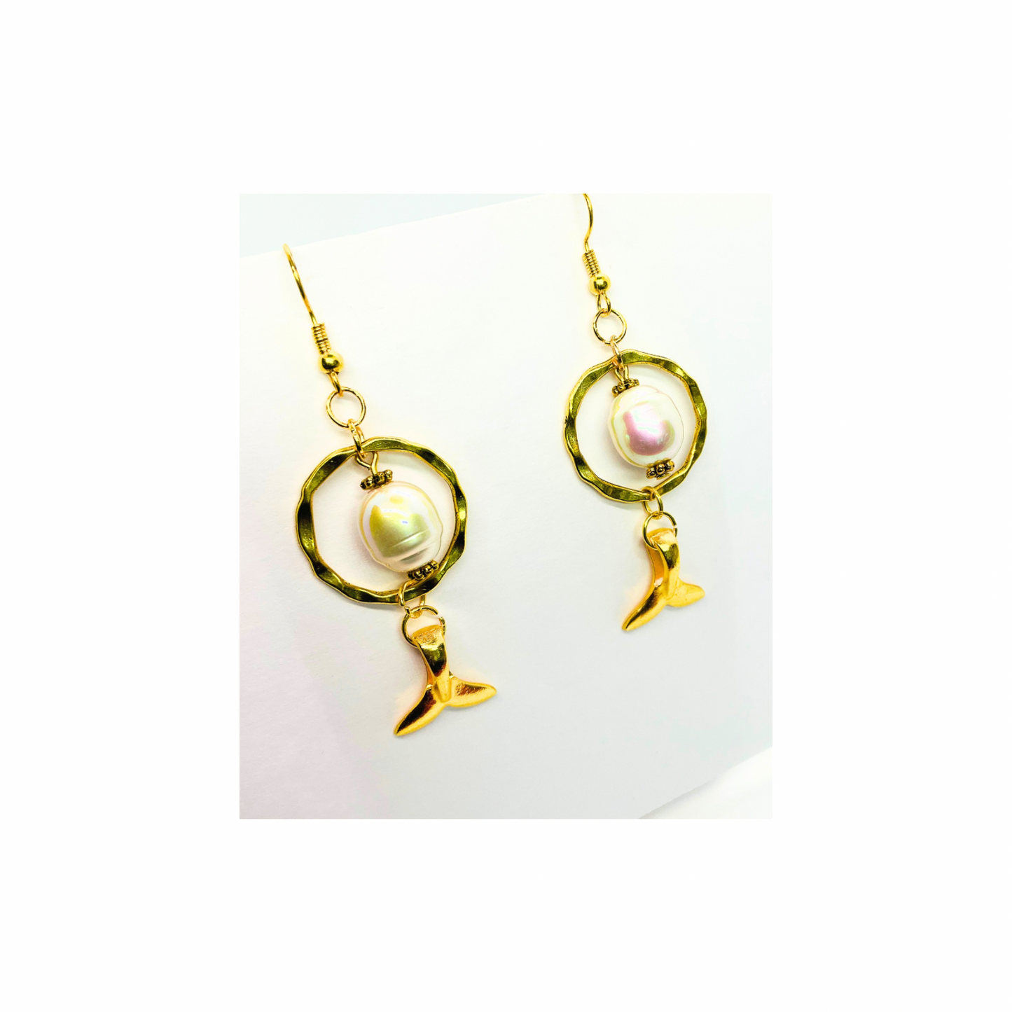 Ocean Collection Charm Mermaid Tail with Pearl Dangle Earring