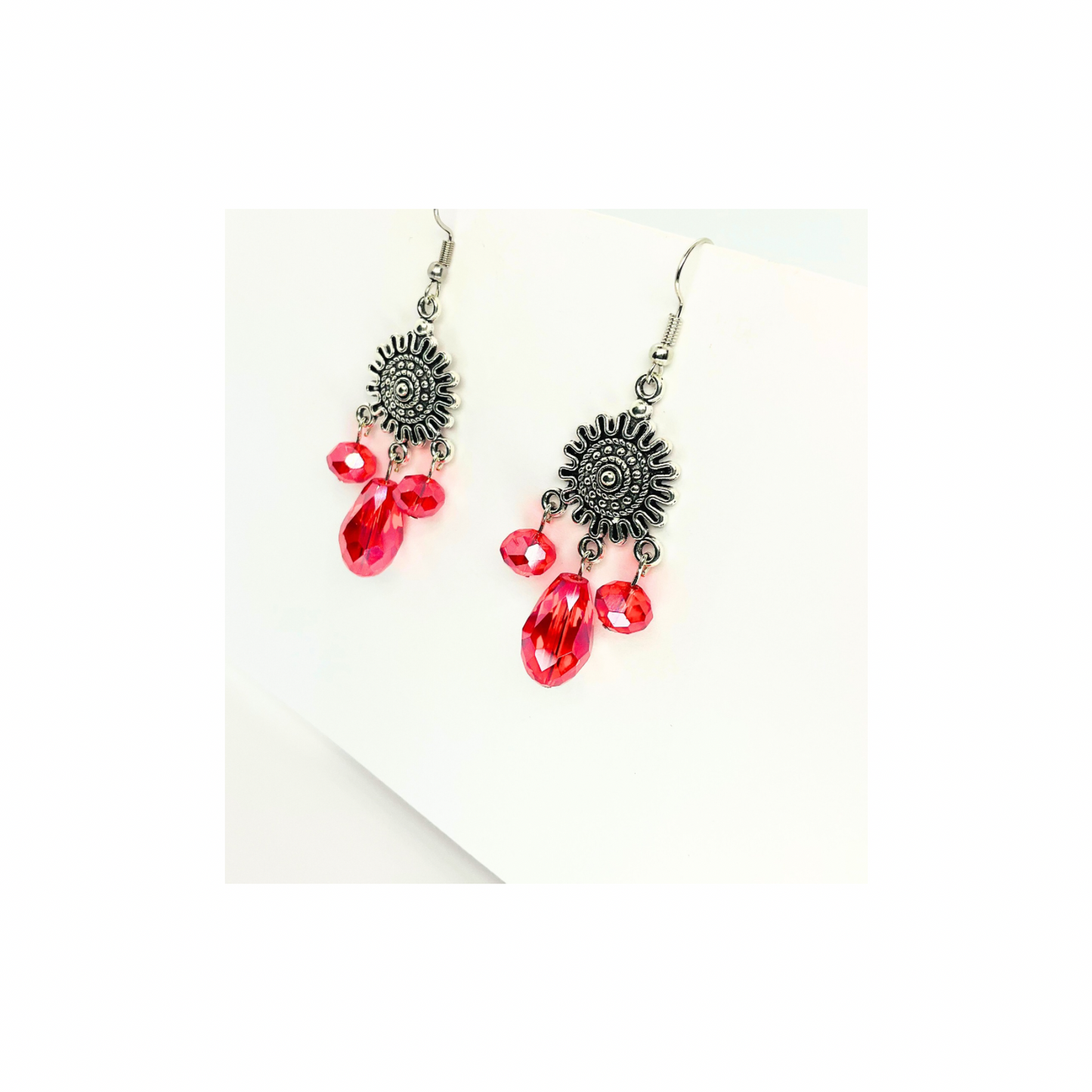 Crystal Chandelier Collection Red Teardrop Dangle Earrings for Female Fashion Accessories