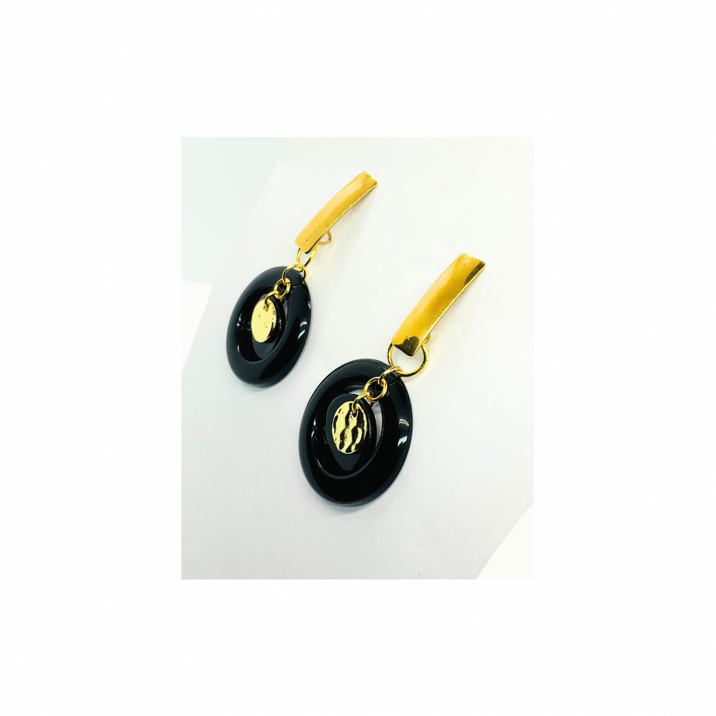Eclipse Collection Black and Gold Stud Layered Dangle Earrings for Women Elegant Design Versatile Accessory Perfect for Casual & Formal Events
