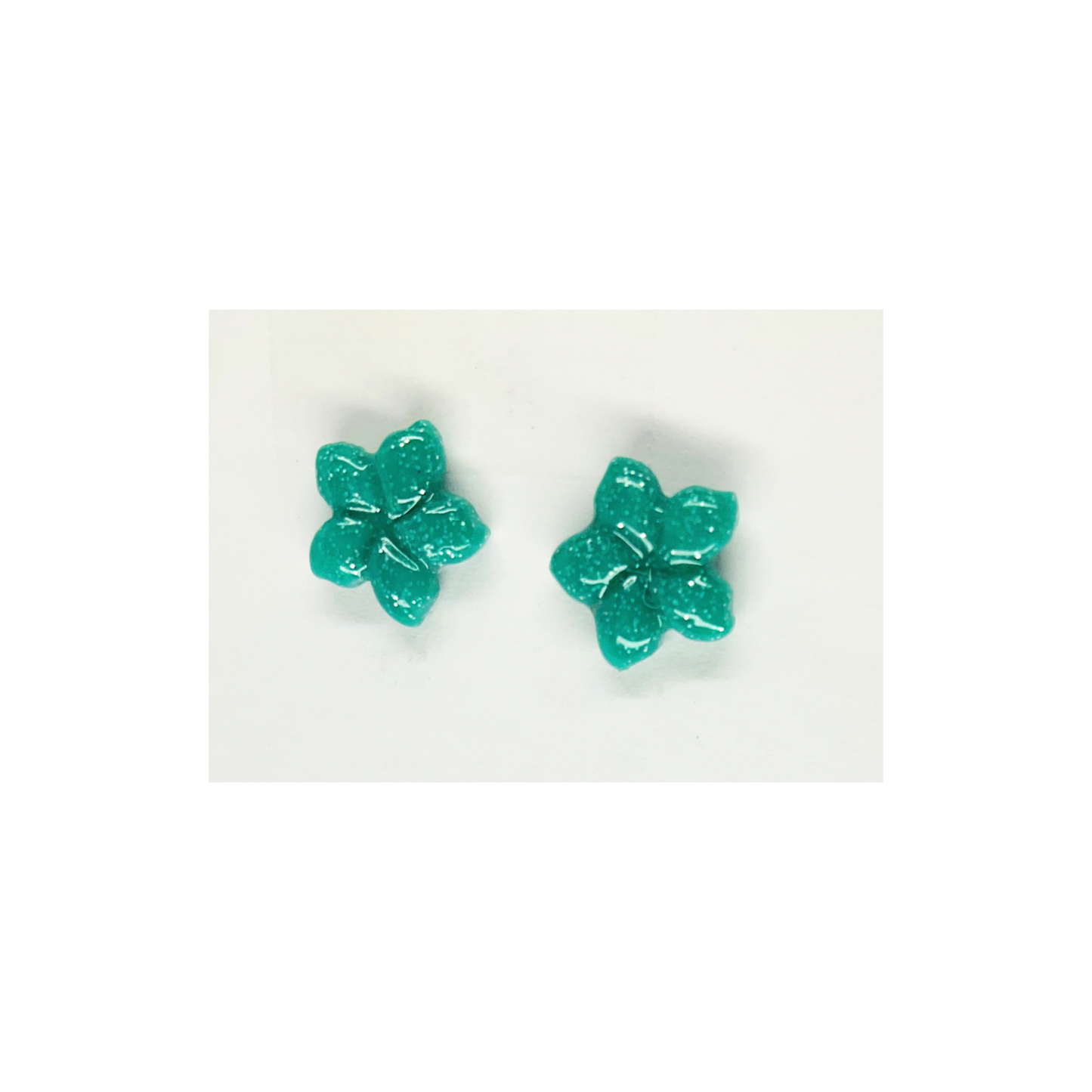 Green Sparkle Ocean Flower Stud Earring-Crafting By BB