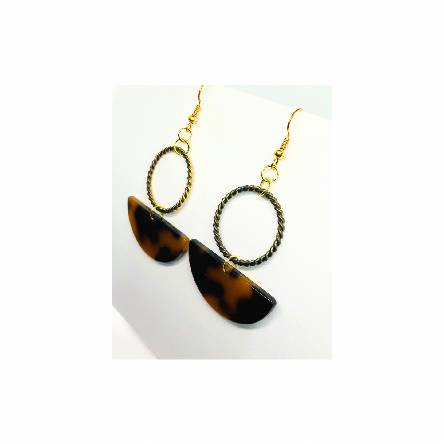 Tortoise Collection Dark Brown Half Moon Dangle Earring - Unique Modern Chic Design for Women's Fashion Jewelry