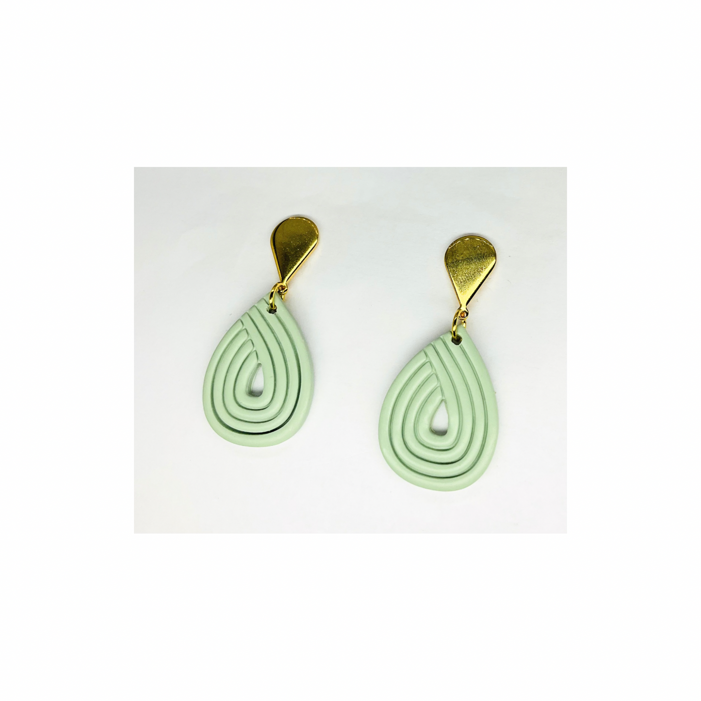 Mint Green Teardrop Dangle with Gold Teardrop Stud Earrings-Crafting By BB