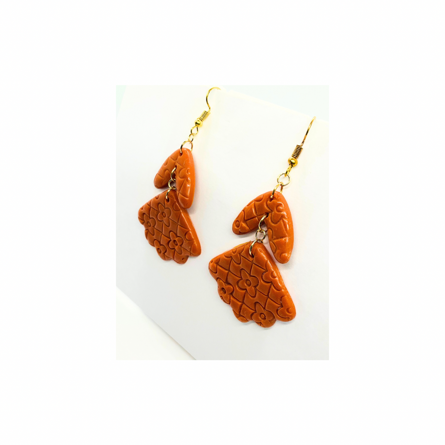 Brown Brick Dangle Earring