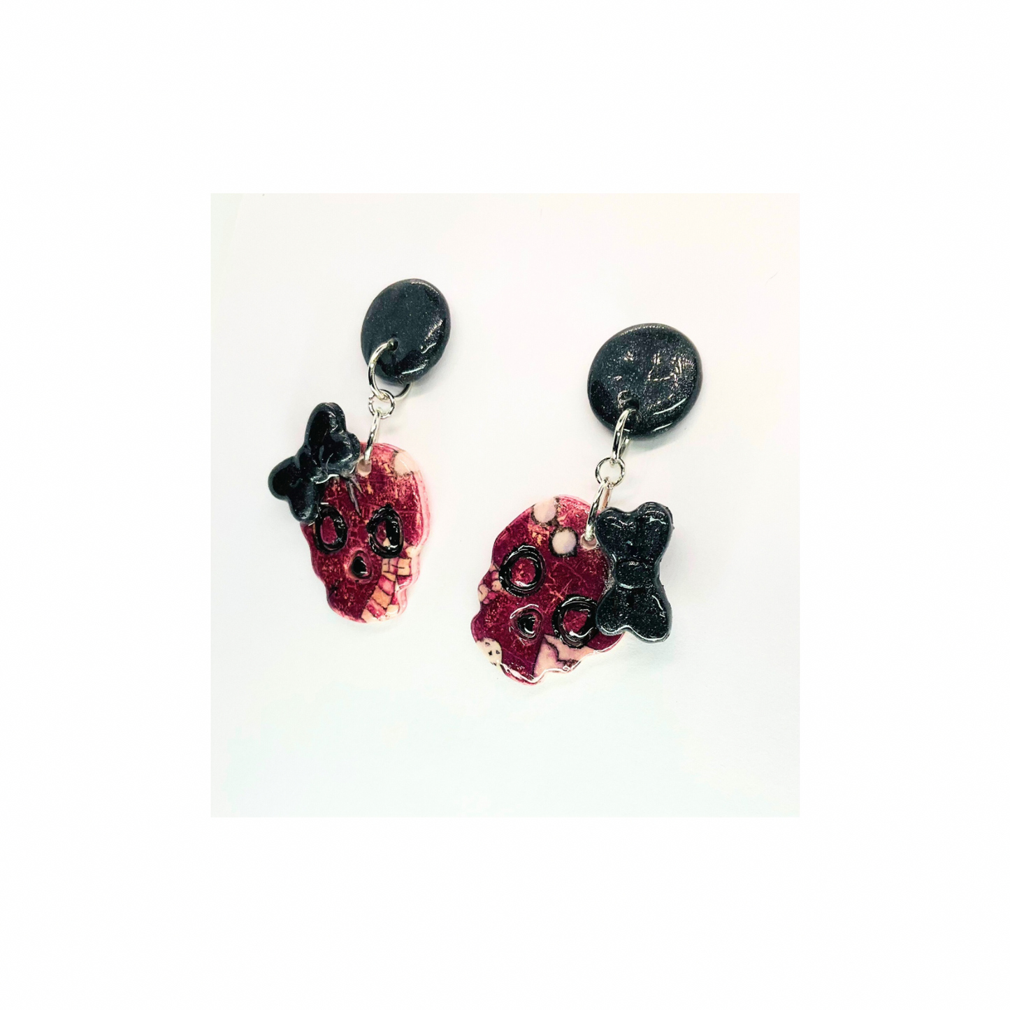 Wizard Collection Skull with Bow Dangle Earring - Unique Design Earrings Featuring Skull Motif and Bow Detail