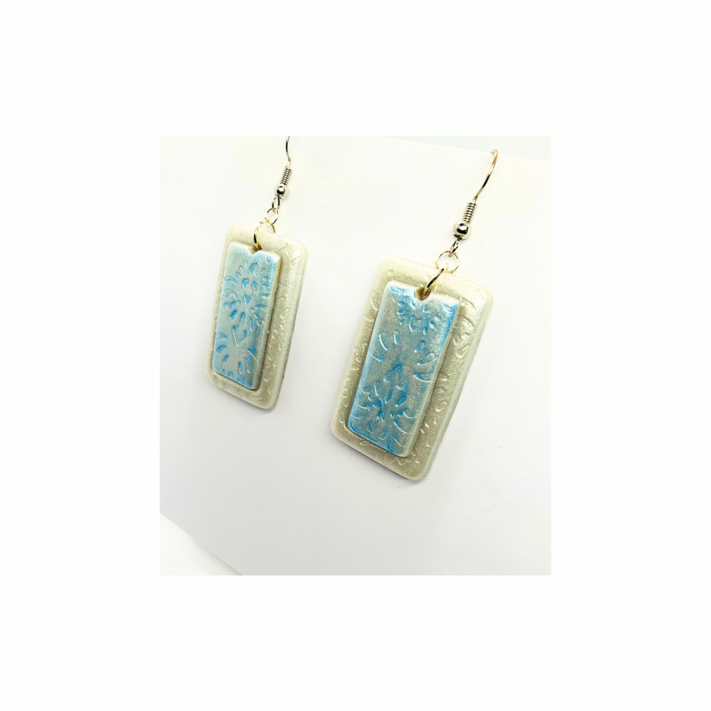 Pearl White and Blue Dangle