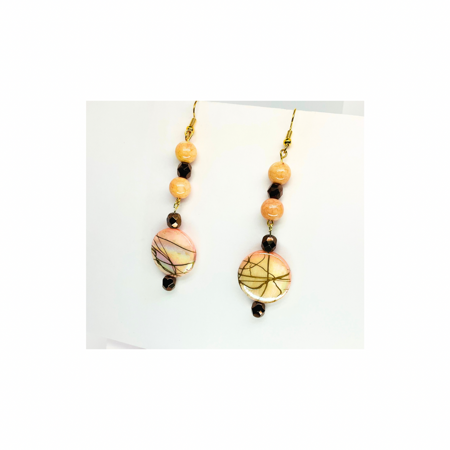 Rose Gold Collection Round Rose Shimmer Bead Dangle Earring for Female with Unique Design Elements