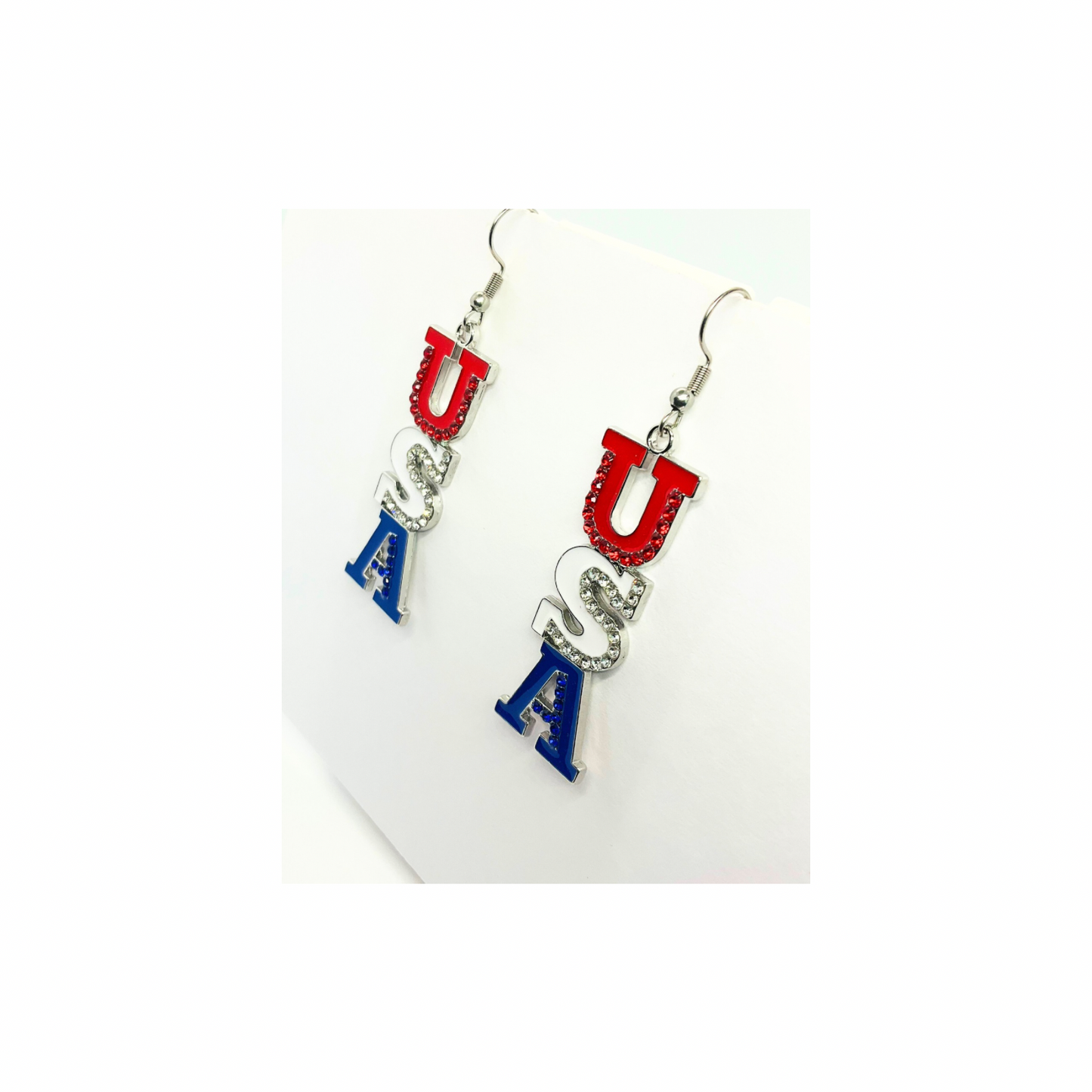 Patriotic Collection USA Rhinestone Dangle Earring for Female Patriotic Accessories