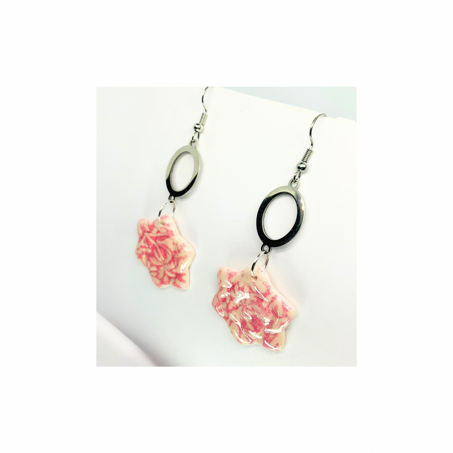 Beach Bloom Collection Pink Star Shape Dangle Earring - Elegant Pink Hue Star Design for Women's Fashion Jewelry