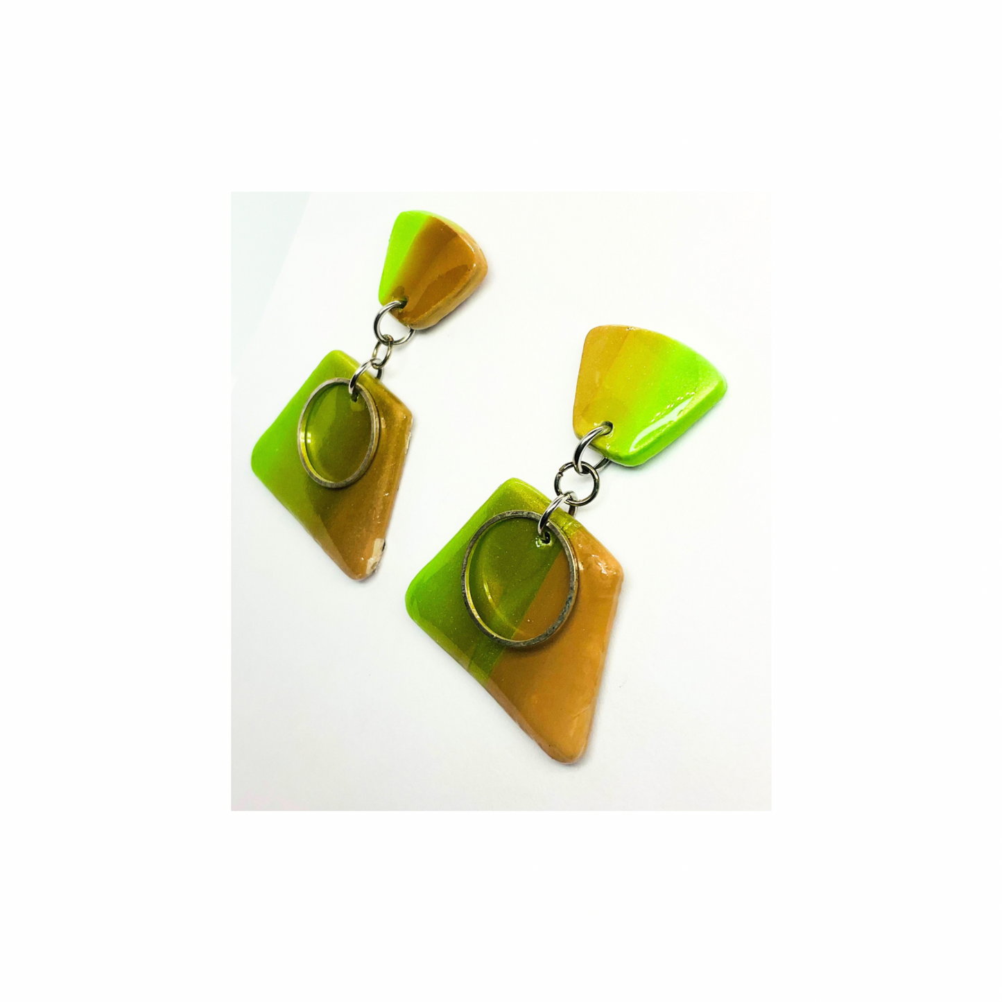 Green and Brown Dangle Earrings