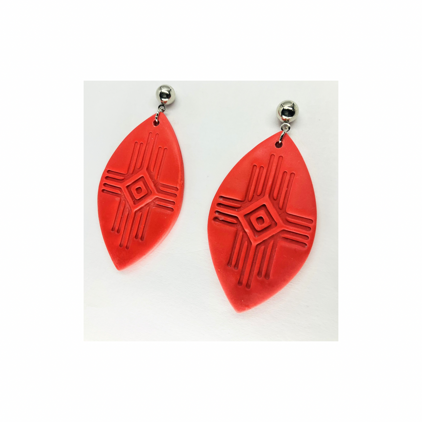 Southwest Geometric Style Dangle with Silver Ball Stud Earrings-Crafting By BB