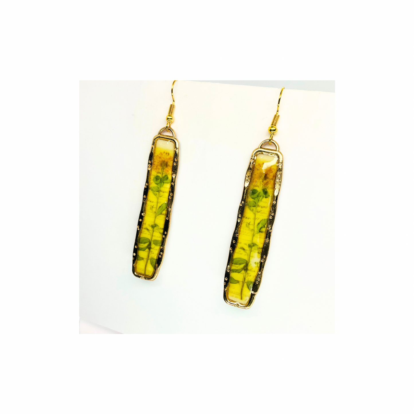 French Garden Collection Gold Bar Flower Dangle Earring