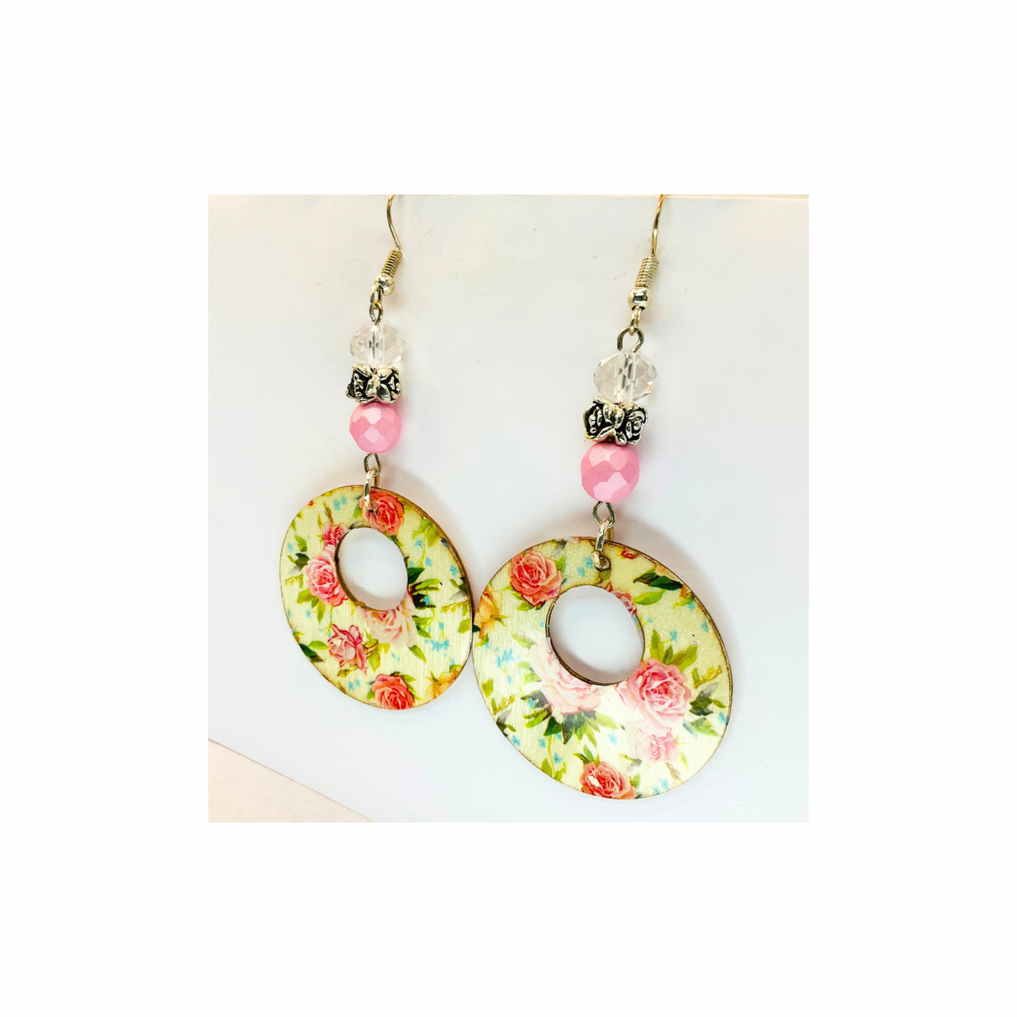 French Garden Collection Boho Style Circle Wood Dangle Earring