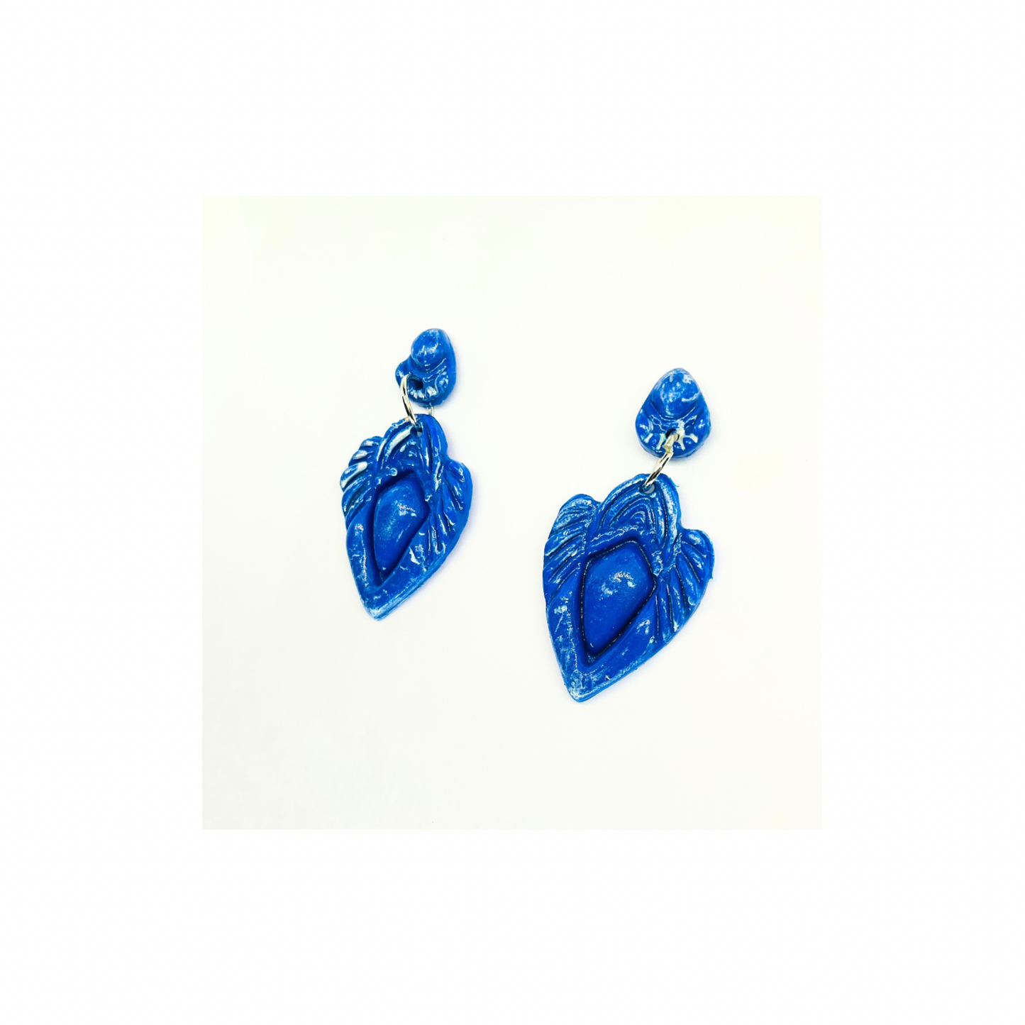 Royal Blue Shimmer V Shaped Stud Dangle Earring - Elegant Design for Stylish Wearers