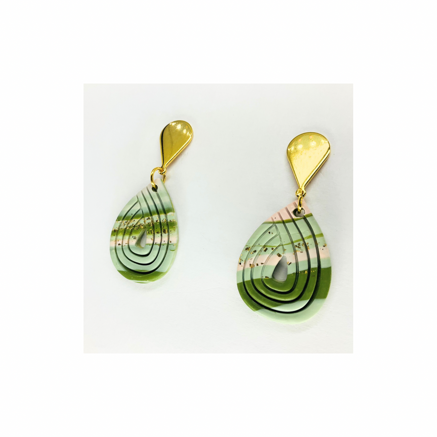 Variegated Teardrop Dangle with Gold Teardrop Earring-Crafting By BB