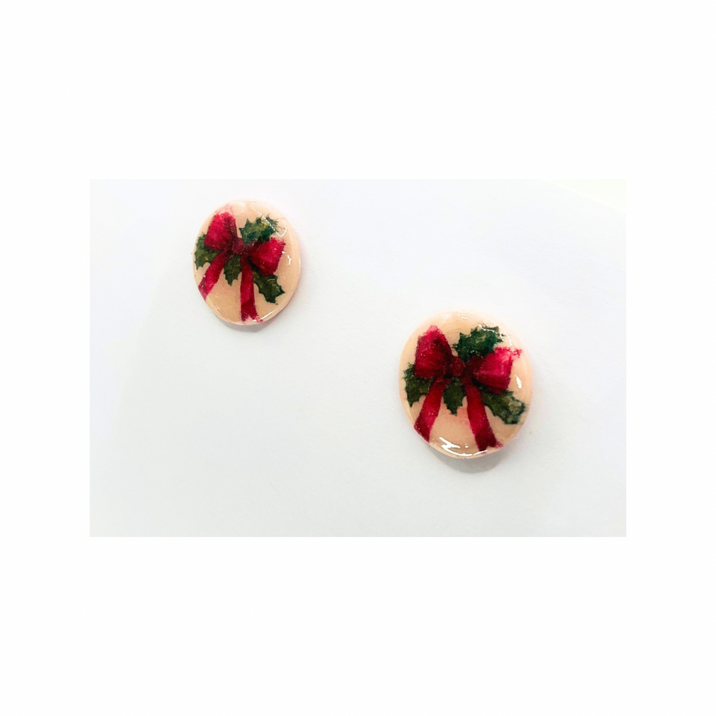 Holly Red Bow Stud Earrings - Vibrant Festive Design