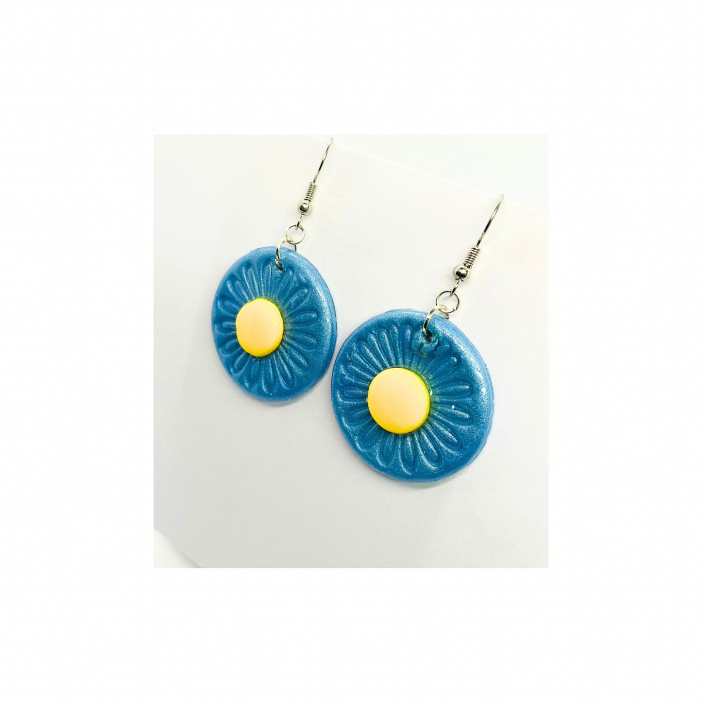 Blue and Yellow Round Dangle Earring