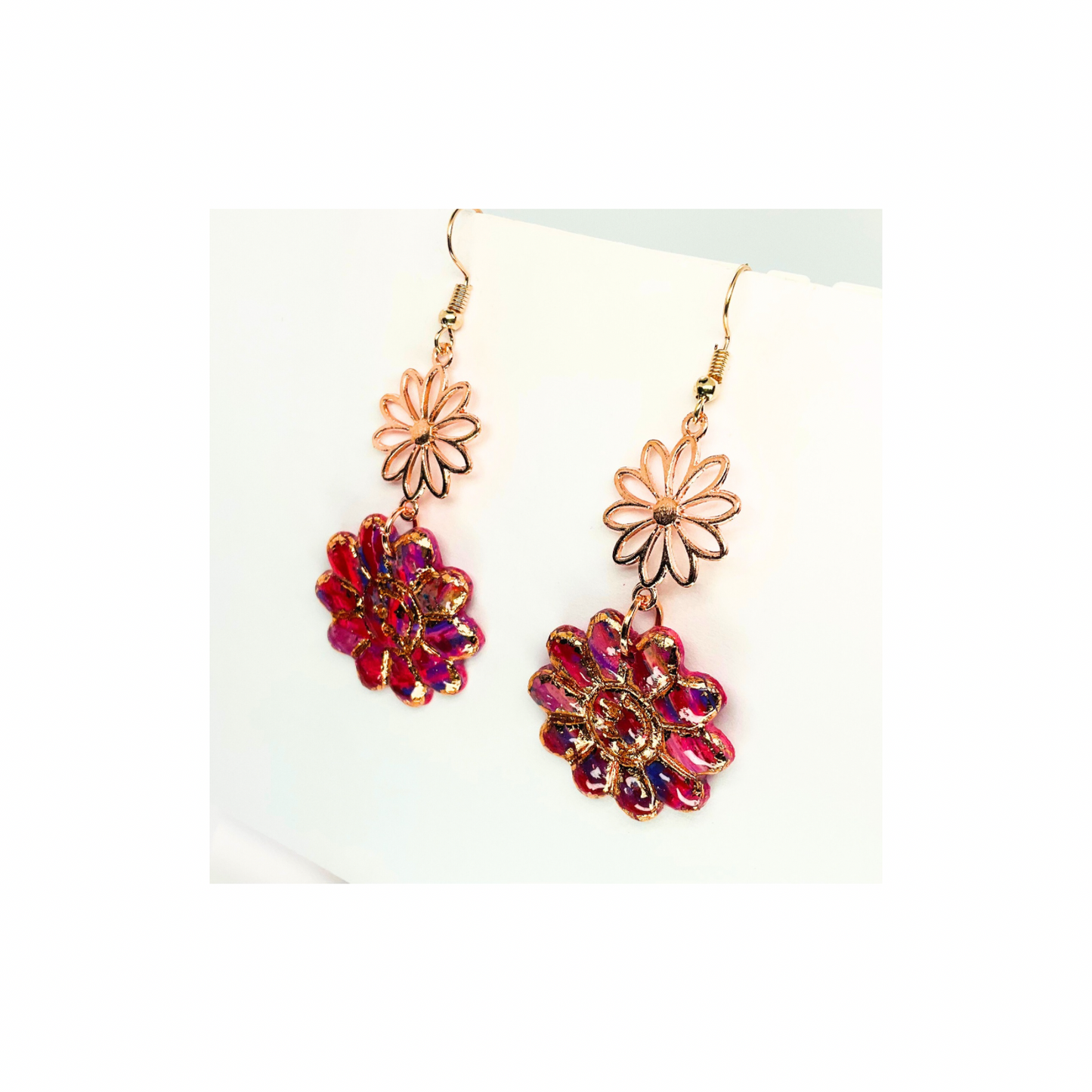 Rose Gold Collection Sunflower Shape with Rose Gold Sunflower Charm Dangle Earrings for Female Fashion Jewelry
