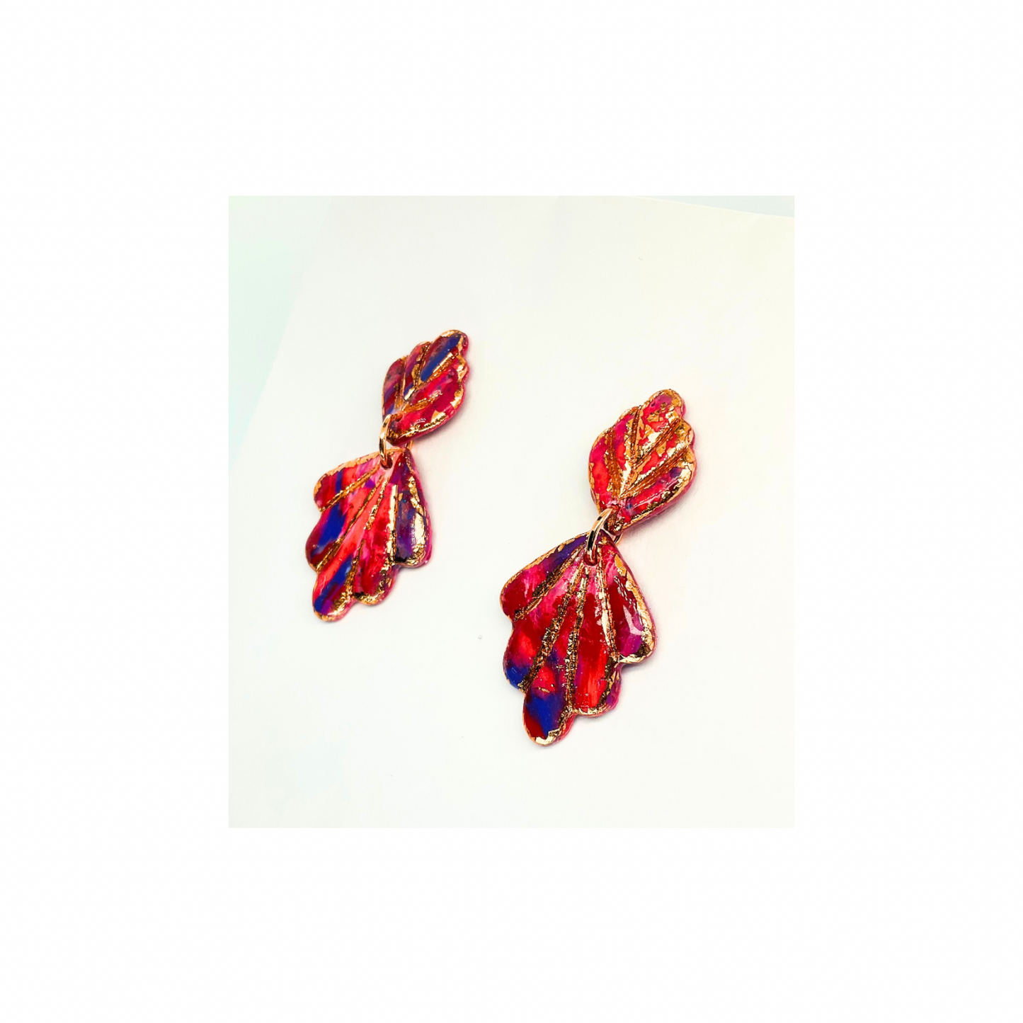 Rose Gold Collection Stud Leaf Shaped Dangle Earrings for Female - Colorful Design Women's Jewelry