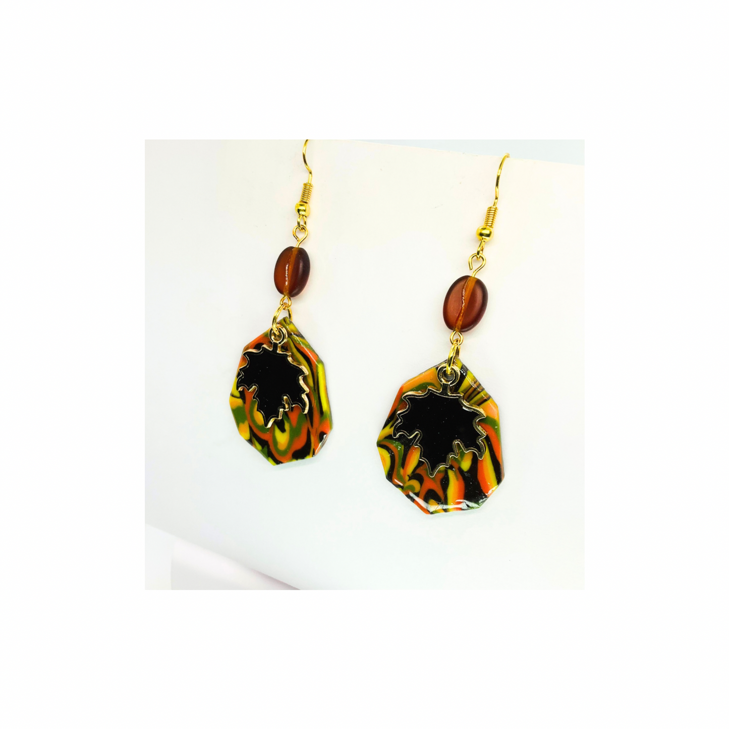 Fall Collection Brown Leaf Dangle Earring - Elegant Brown Leaf Motif & Dangle Style for Everyday Wear & Special Events