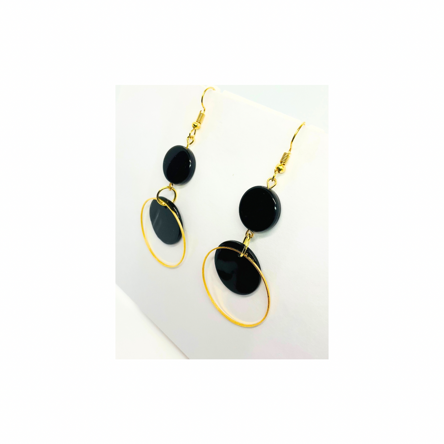 Eclipse Collection Black and Gold Circle Dangle Earring - Elegant & Versatile Fashion Jewelry for Women