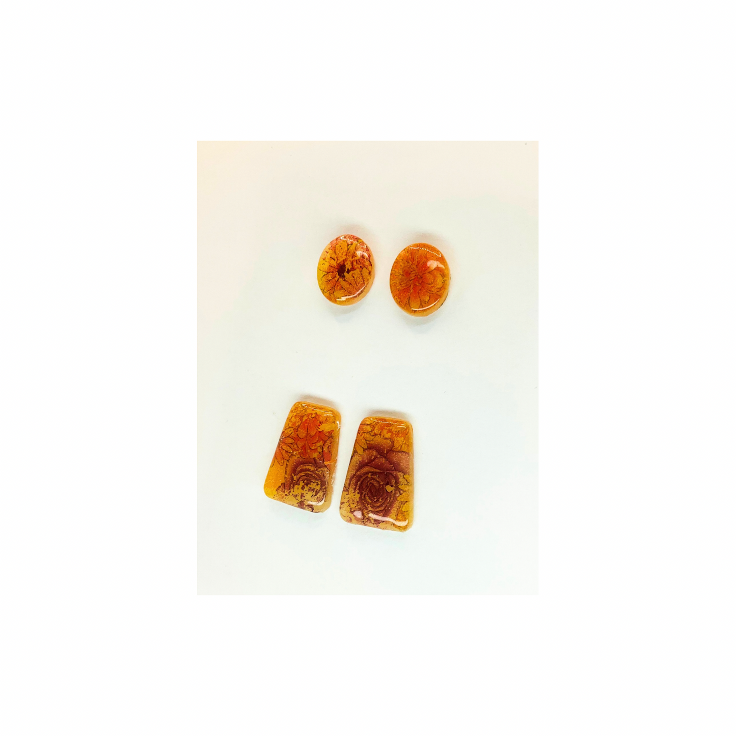 Translucent Flower Stud Set of Two Earrings