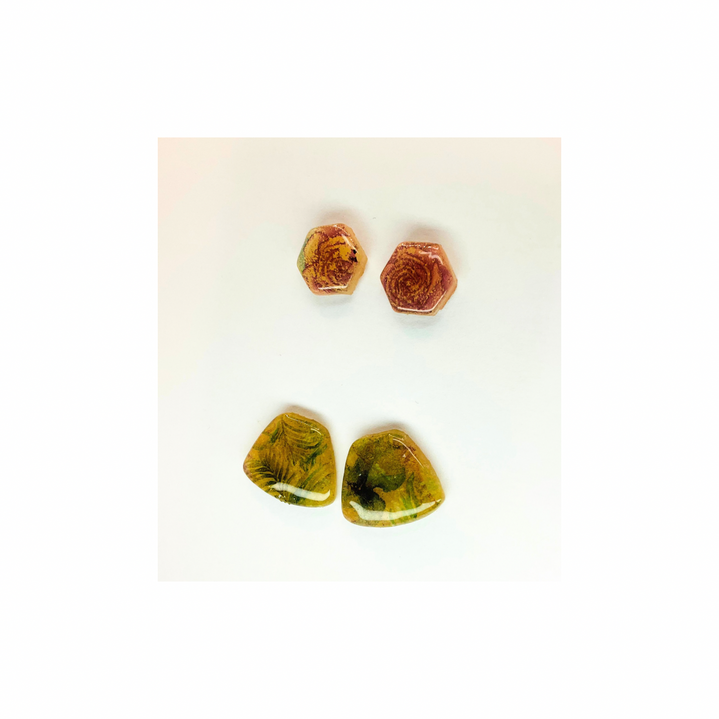 Opaque Translucent Stud with Floral Earrings