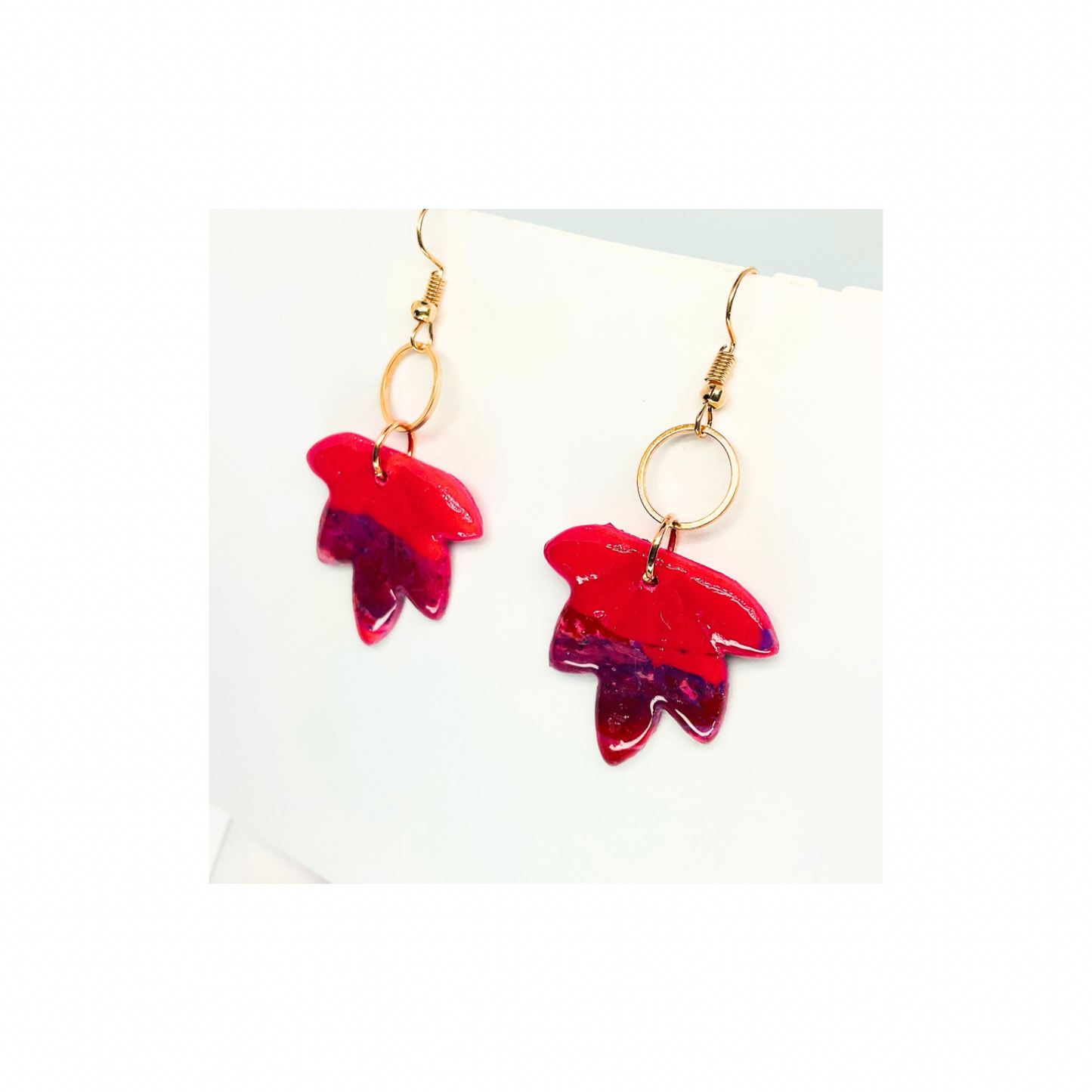 Rose Gold Collection Pink Dangle Earring - Red and Pink Color Design Earrings