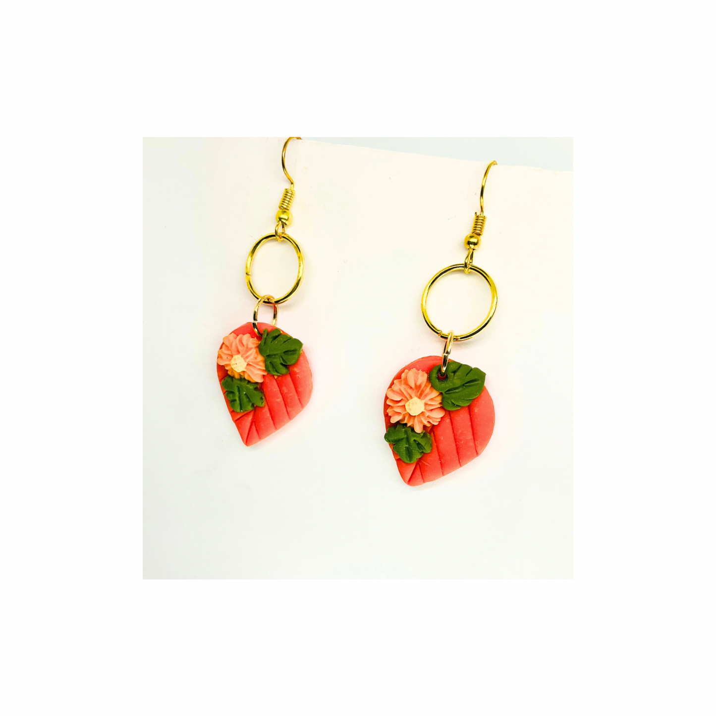 Fall Collection Orange Leaf Dangle Earrings - Elegant Orange Leaf Design with Delicate Craftsmanship for Autumn Outfits