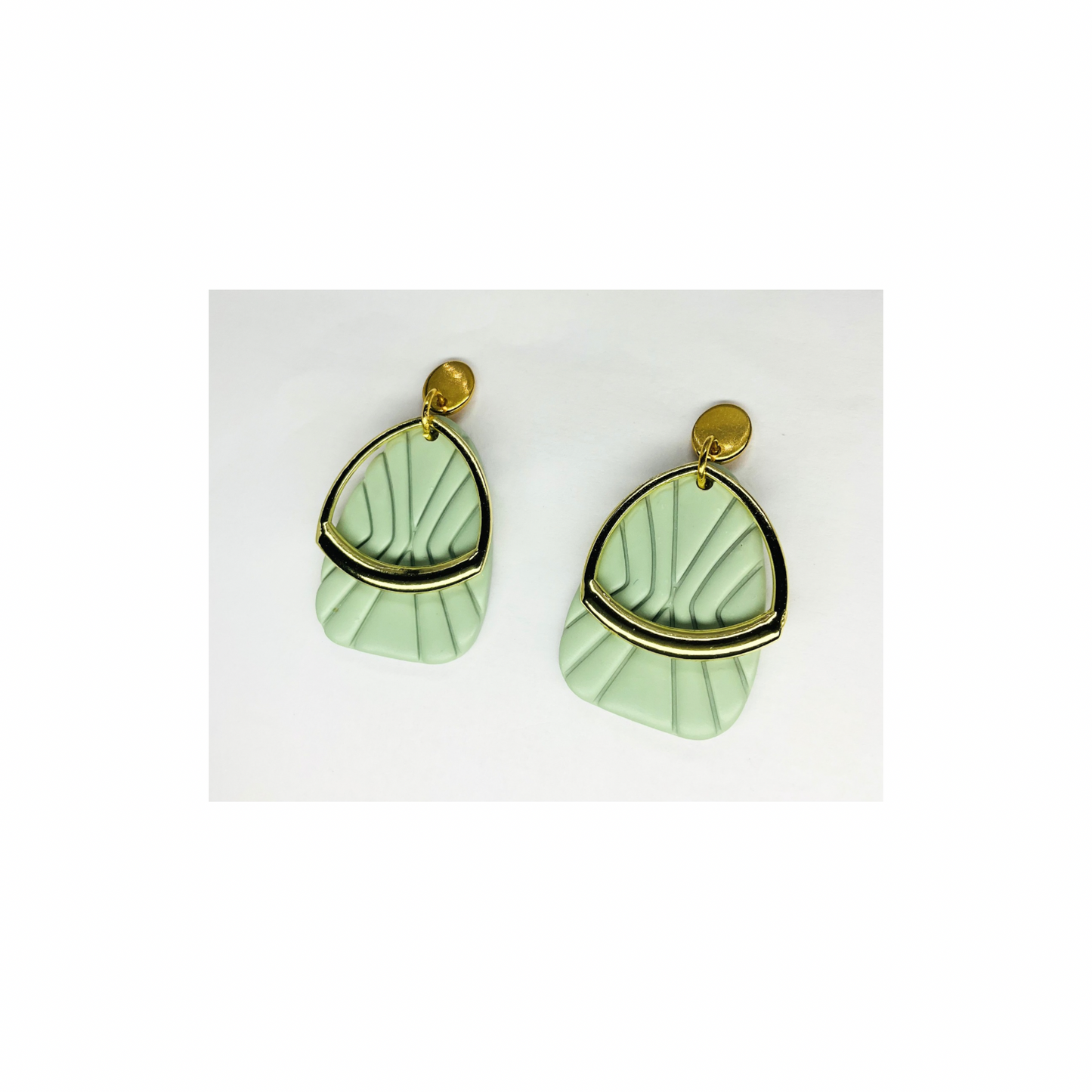 Mint Green Dangle with Gold Embellishment and Gold Stud Earring-Crafting By BB
