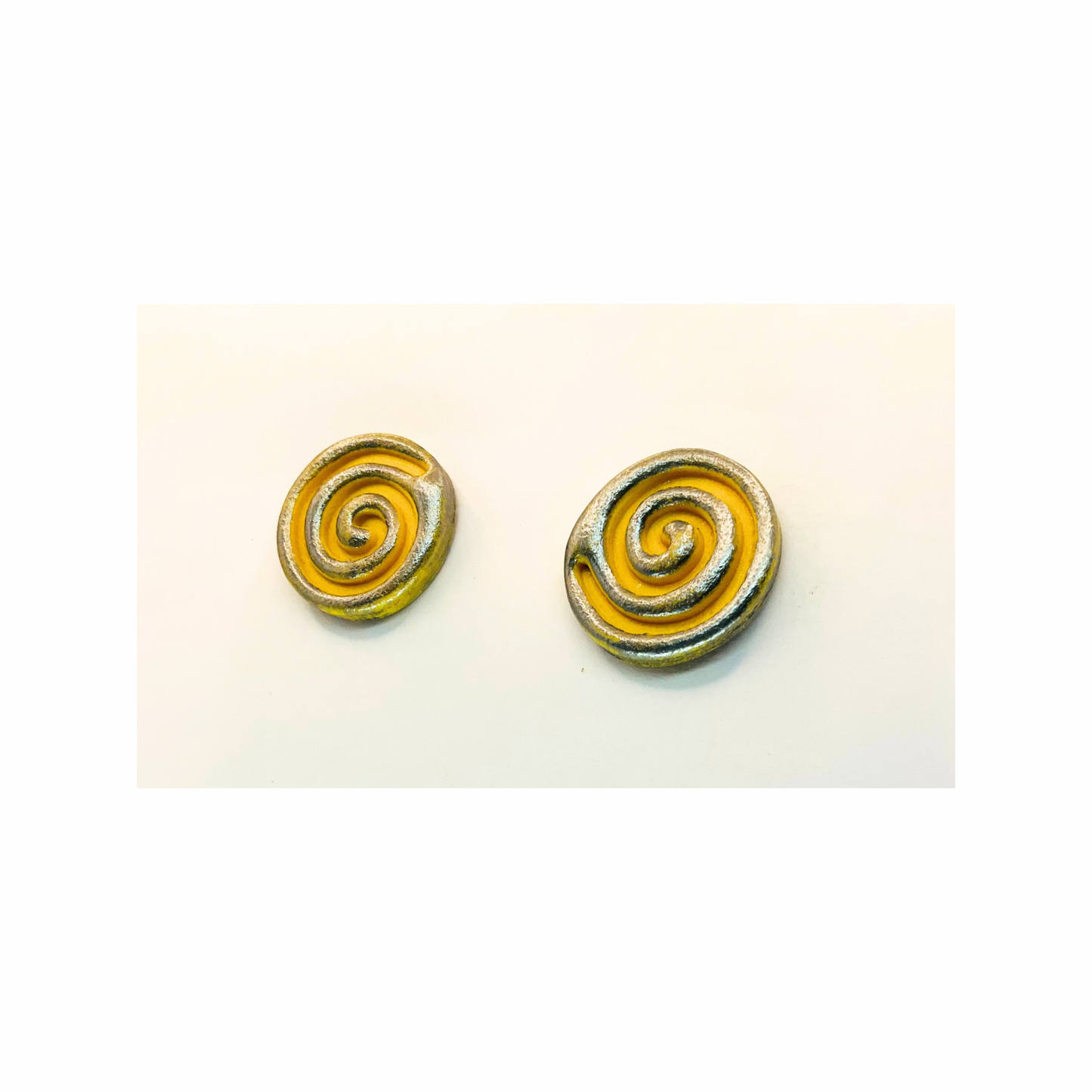 Yellow Circle Swirl with Silver Stud Earrings