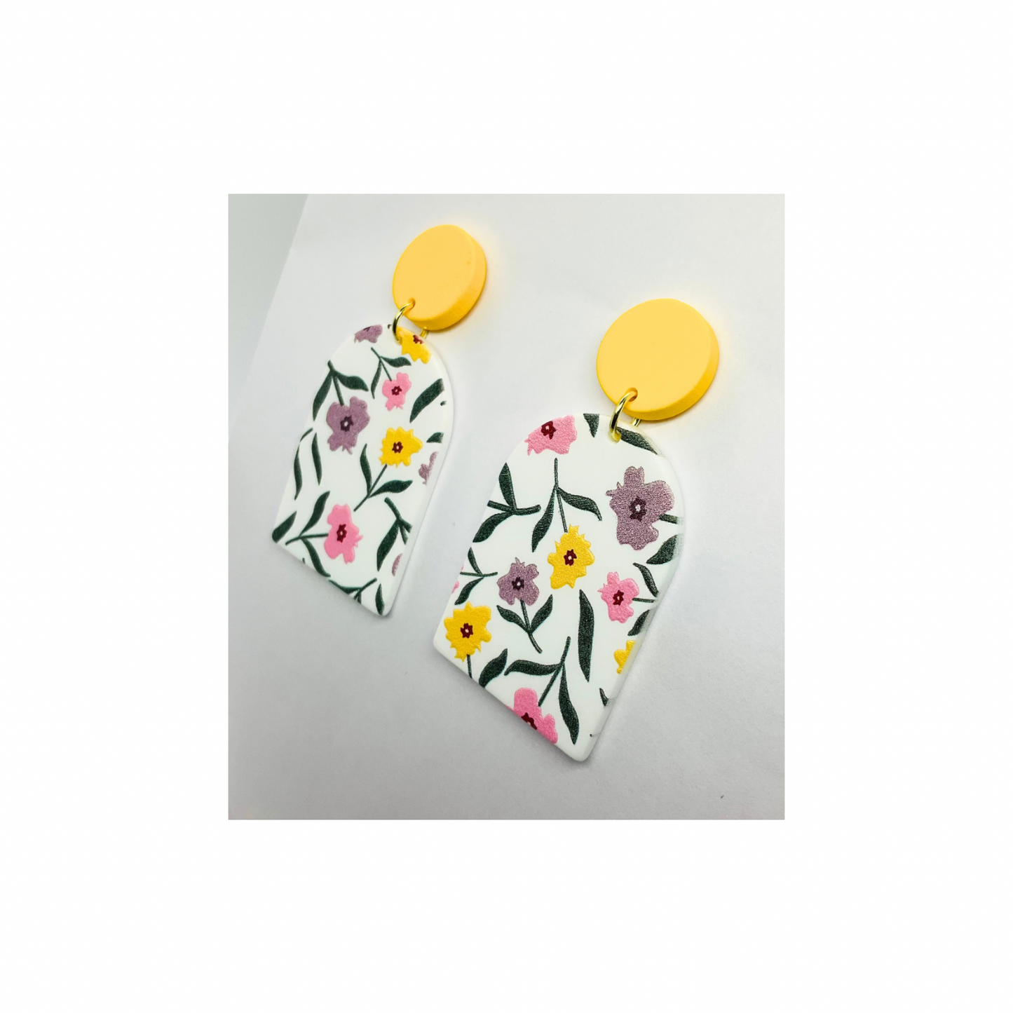 Yellow Floral Stud Dangle Earring