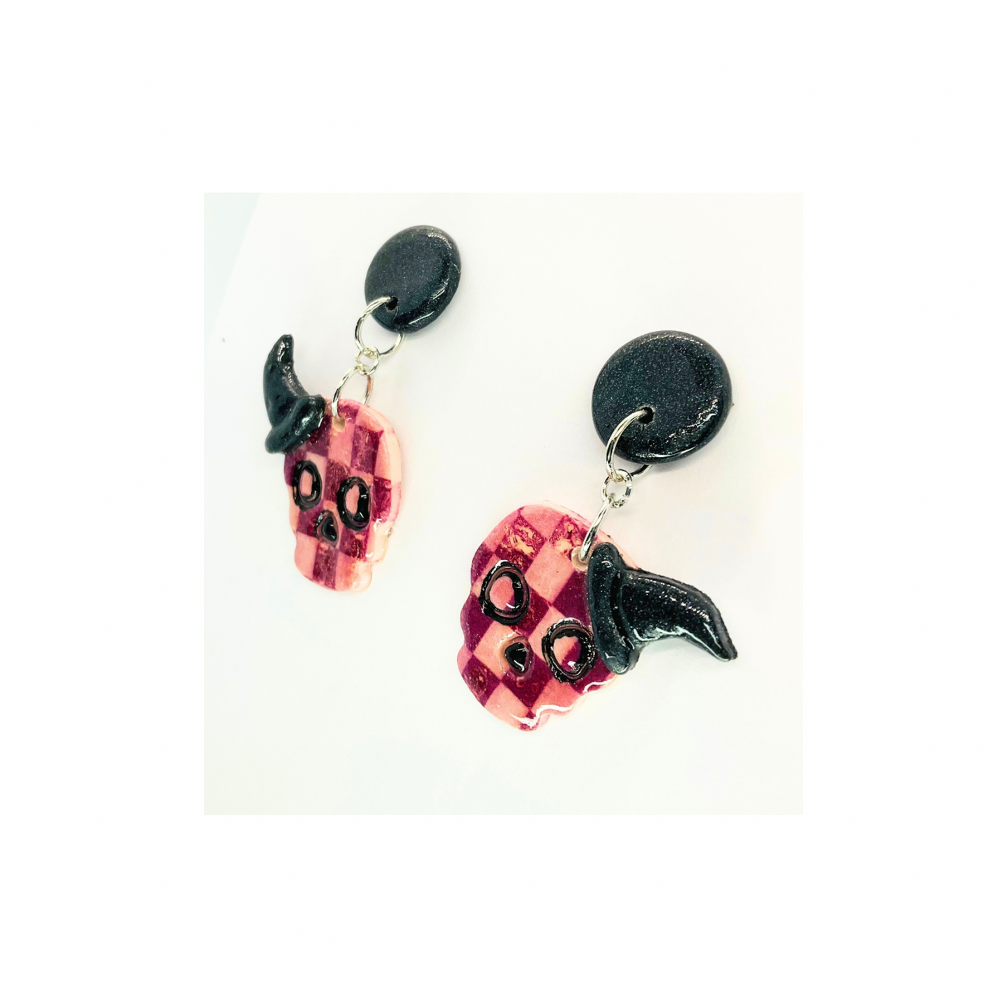 Wizard Collection Skull with Witch Hat Stud Dangle Earrings for Female Fashion Accessories