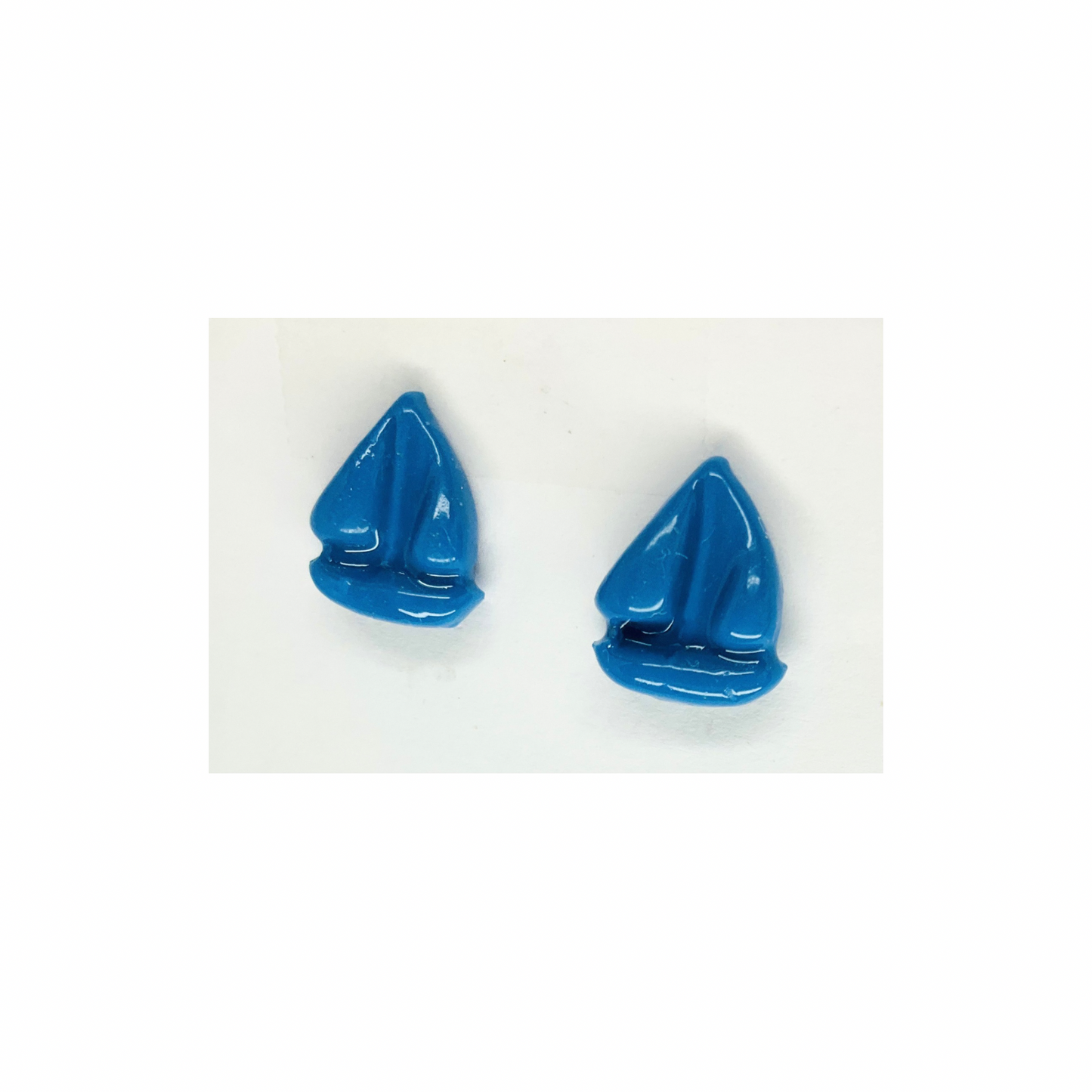 Blue Sail Boat Stud Earrings