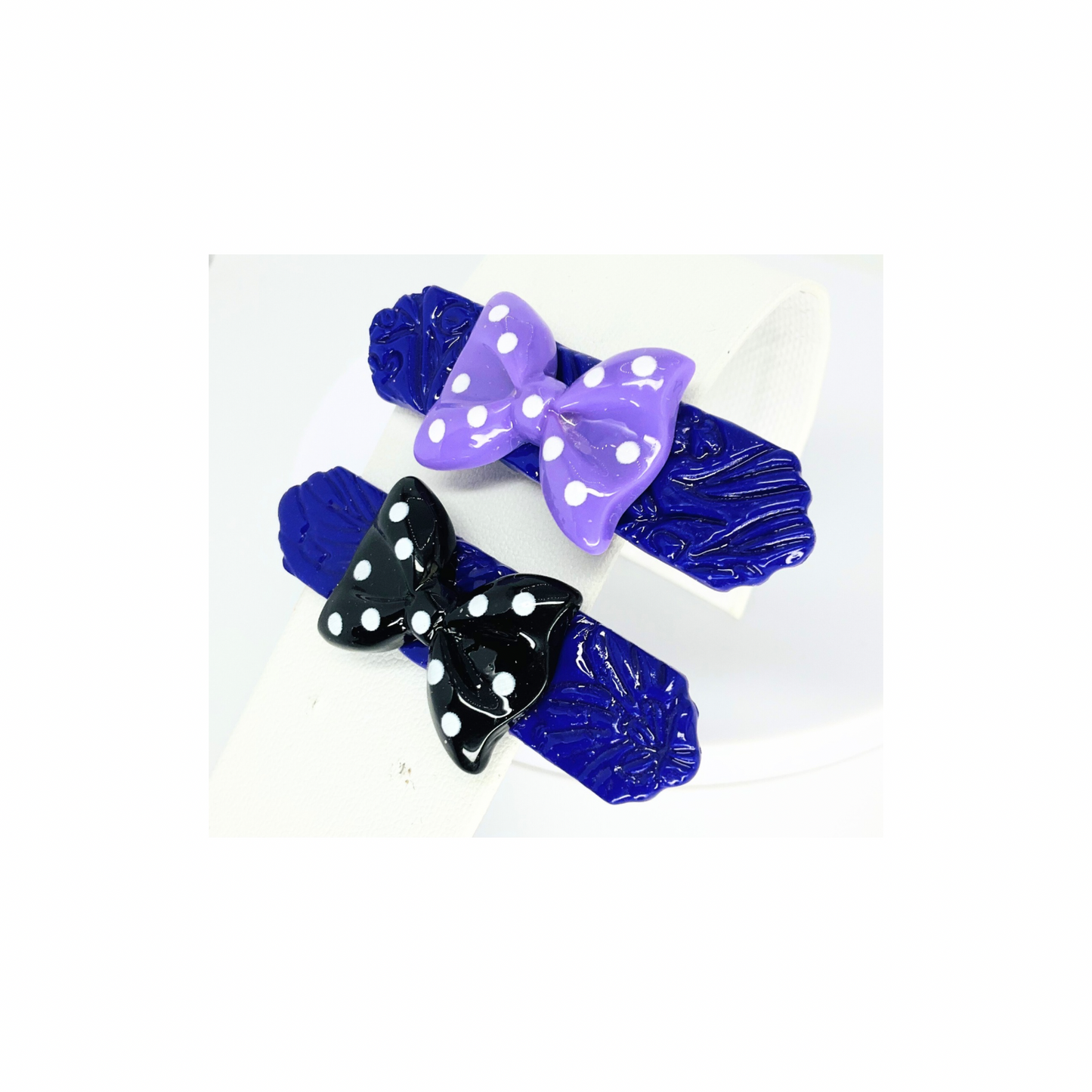 Deep Purple Hair Clips with PolkaDot Bows-Crafting By BB