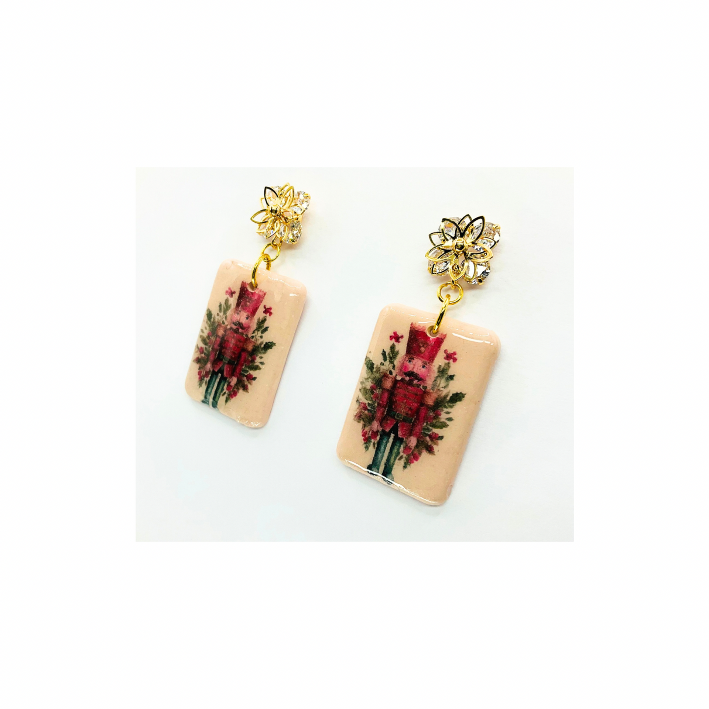 Nutcracker Dangle Earrings with Rhinestone Star Studs – Festive Holiday Accessory for Women, Perfect Christmas Gift