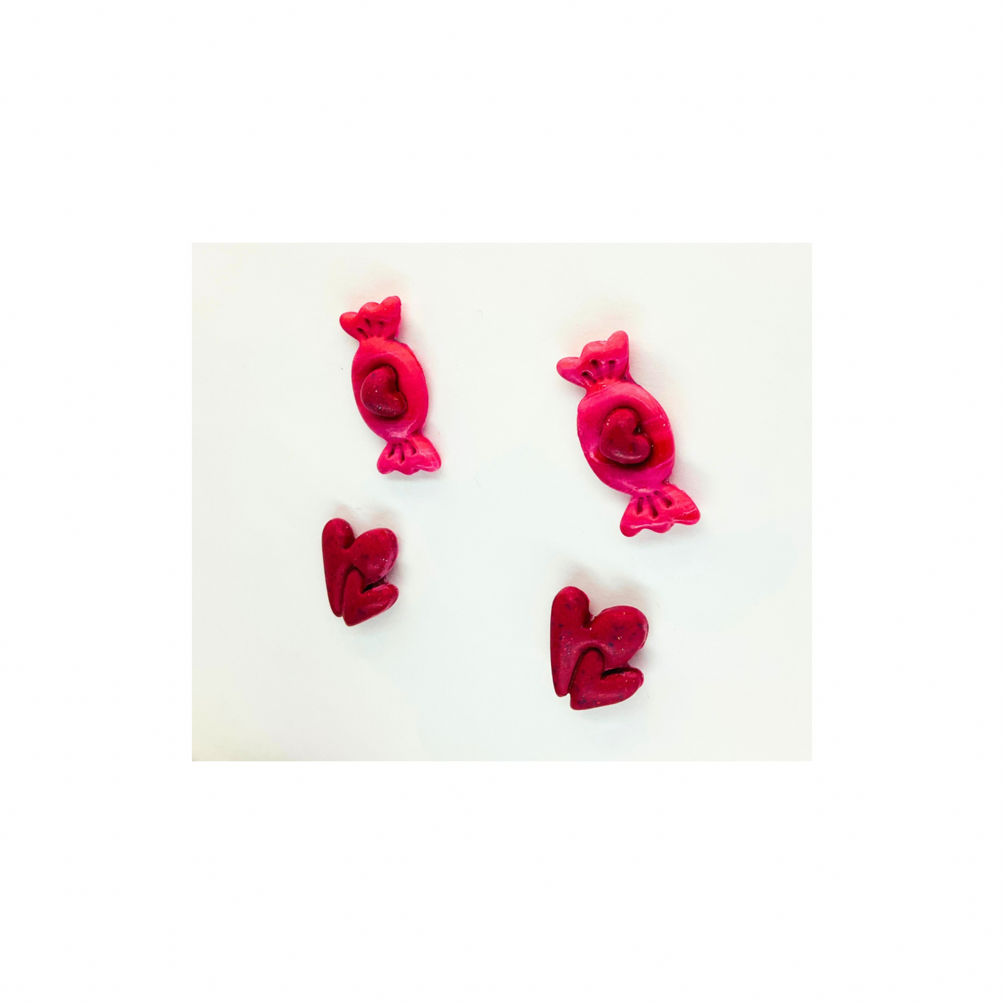 Pink Heart Wrapped Candy and Double Heart Stud Earrings-Crafting By BB