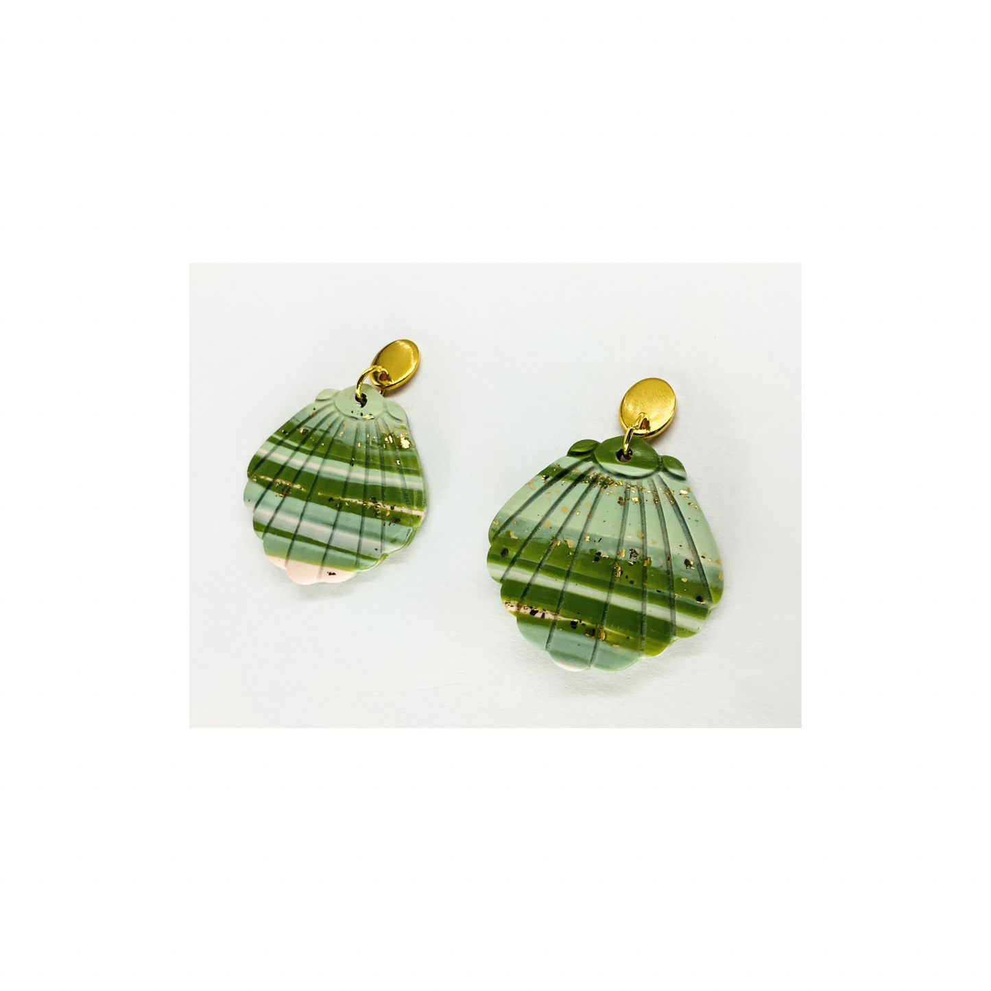 Variegated Shell Dangle with Gold Oval Stud Earring-Crafting By BB