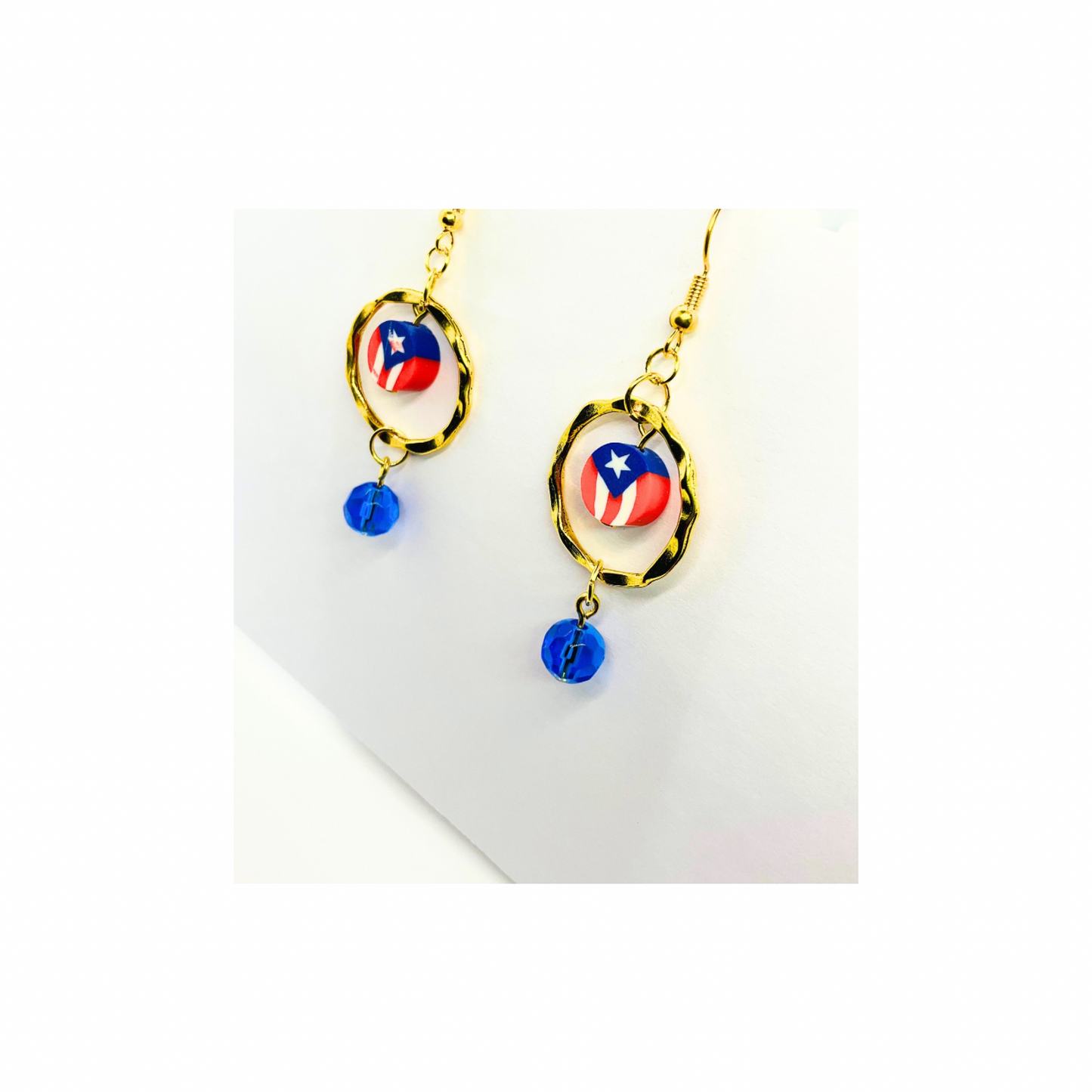 Patriotic Collection Red White Blue Dangle Earring - Vibrant Flag Design for Female Patriotic Occasions