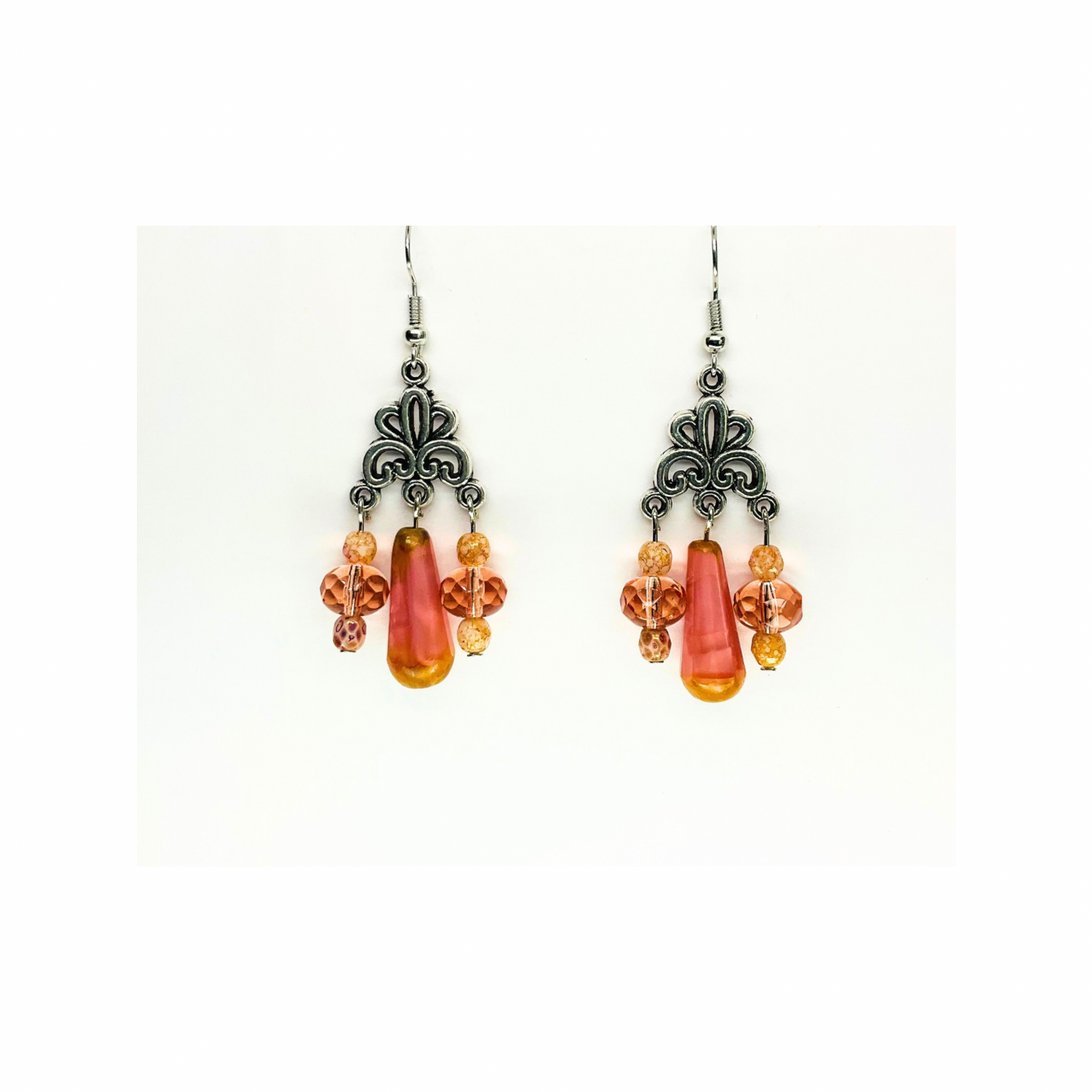 Crystal Chandelier Pink Teardrop Dangle Earrings for Female with Unique Design and Colorful Beads