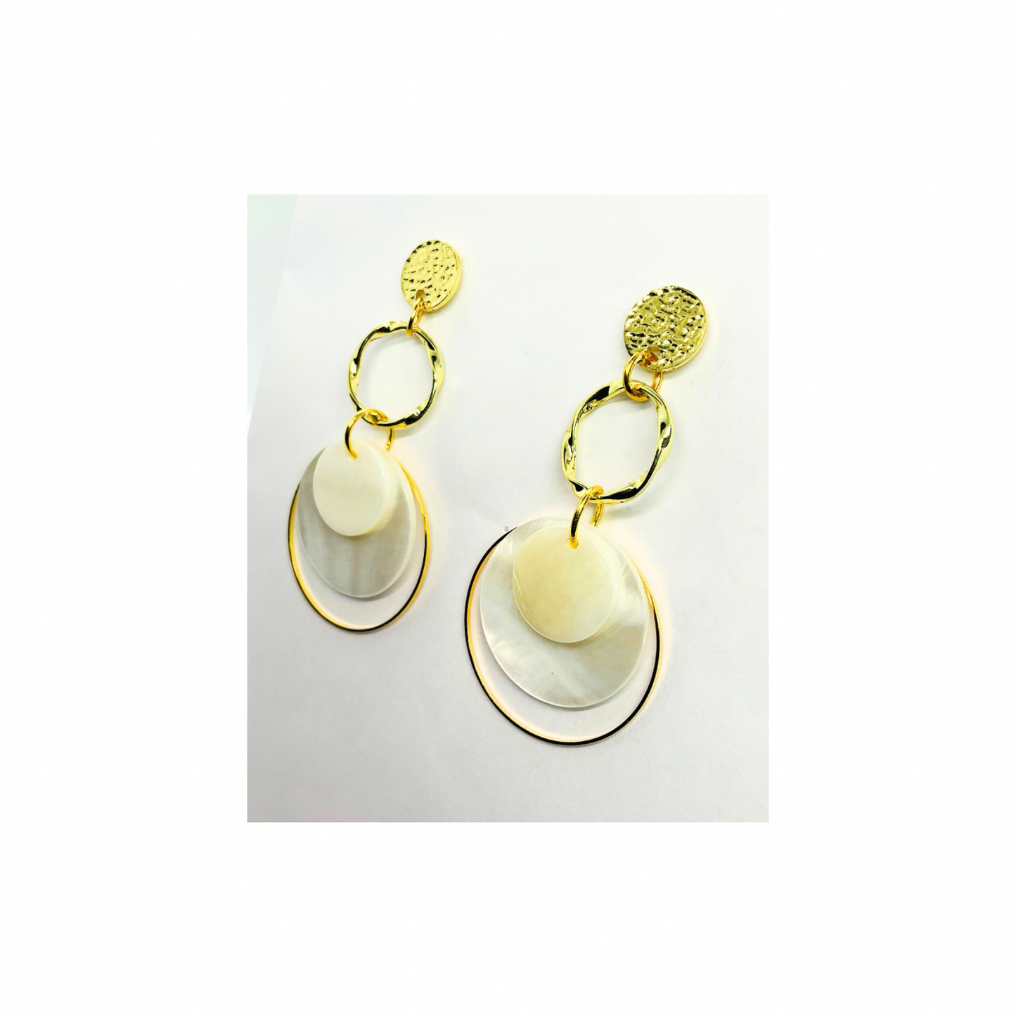 Spot Cream and Gold Collection with Gold Circle Stud Dangle Earrings
