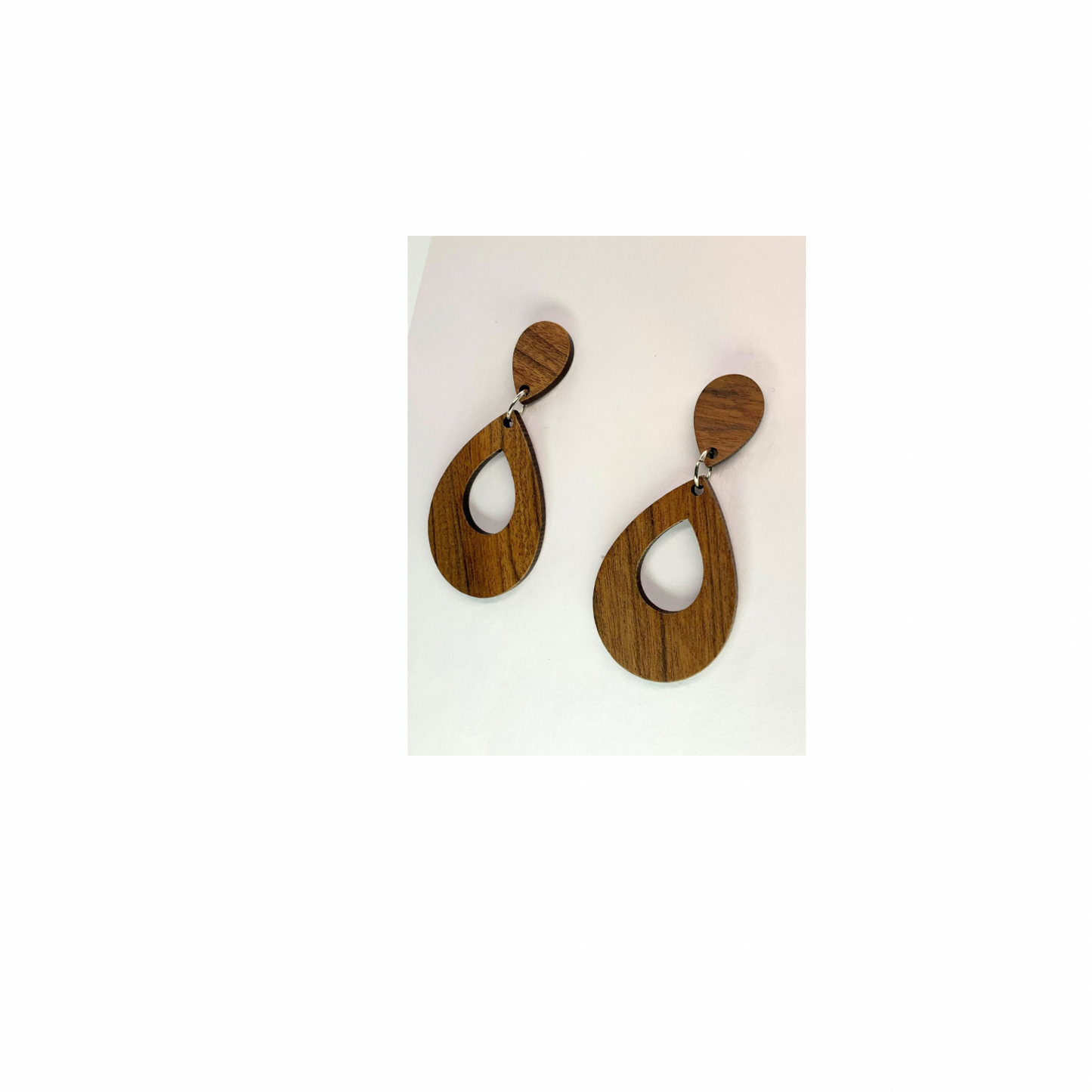 Boho Wood Collection Teardrop Stud Dangle Earrings - Wooden Design with Teardrop Shape for Boho Style Jewelry
