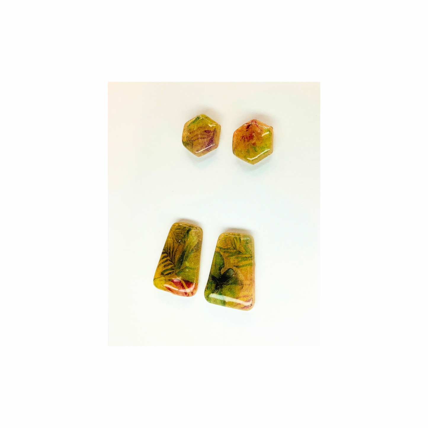 Translucent Stud with Floral Transfer Earrings