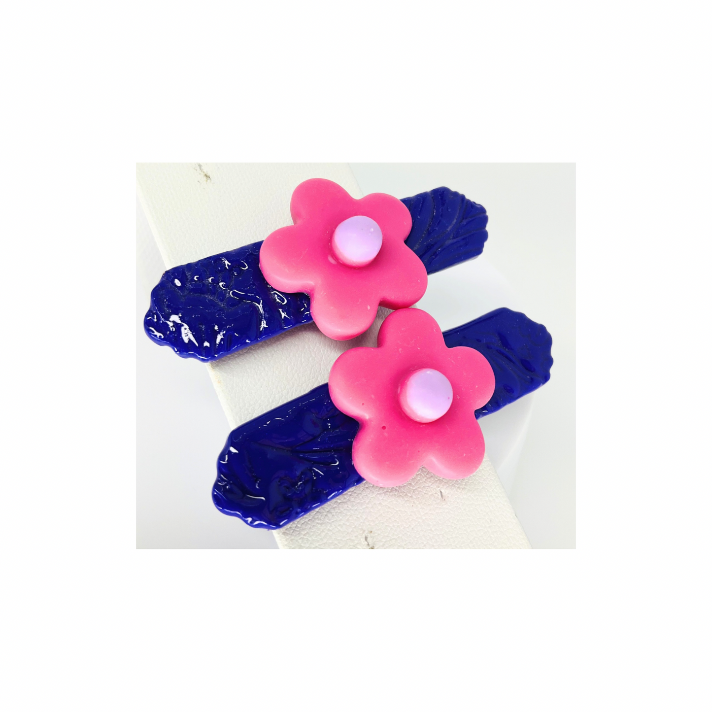 Dark Purple with Pink Flower Hair Clips-Crafting By BB