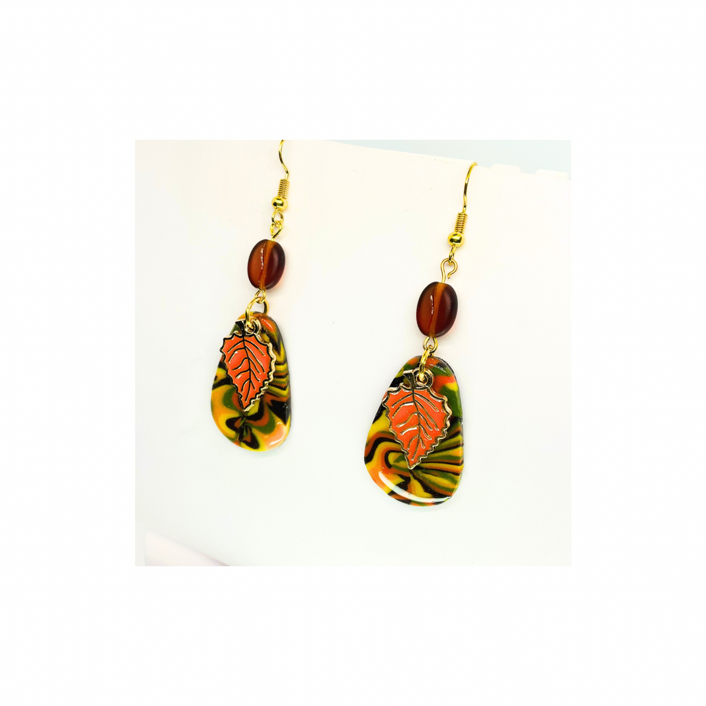 Fall Collection Orange Leaf Charm Dangle Earring - Elegant Orange Leaf Design with Graceful Movement & Versatile Style