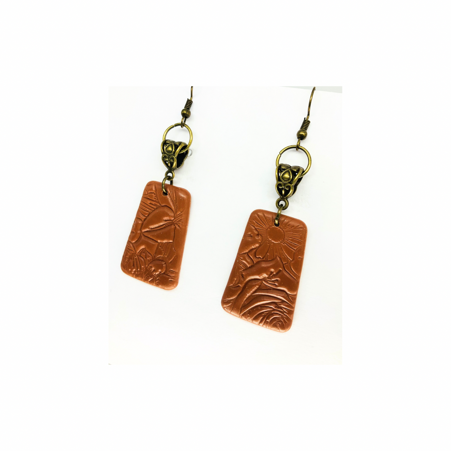 Leather Look Bronze with Gold Hoop Dangle Earrings-Crafting By BB