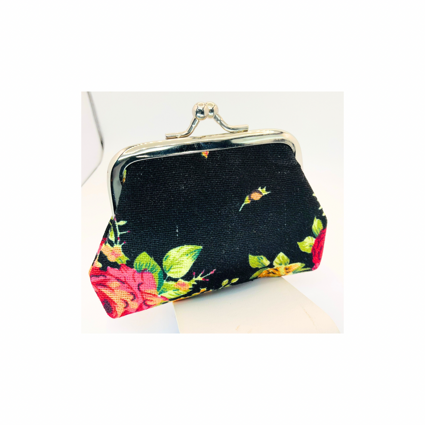 Black Floral Coin Purse-Crafting By BB