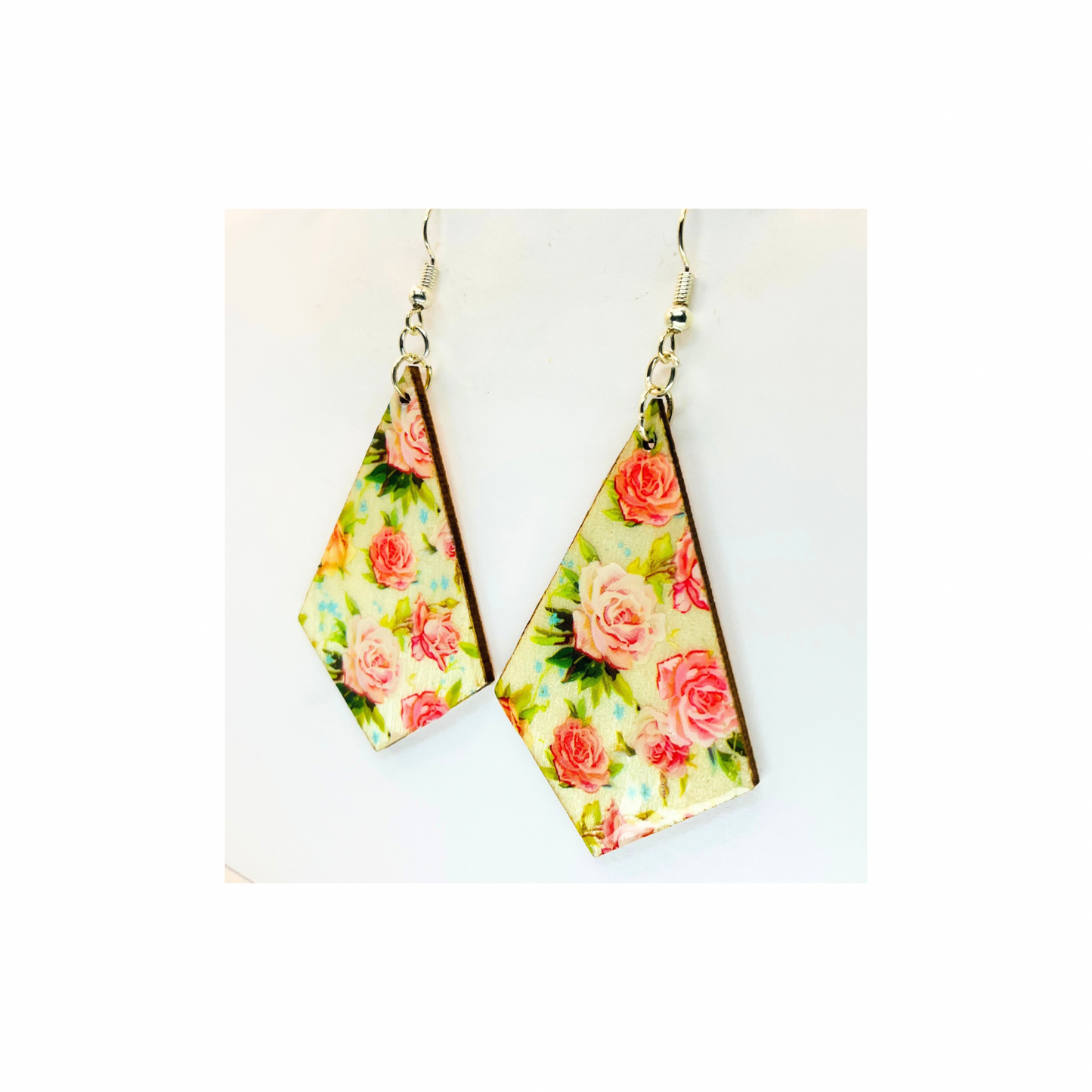 Rose Garden Lightweight Wood Dangle Earring
